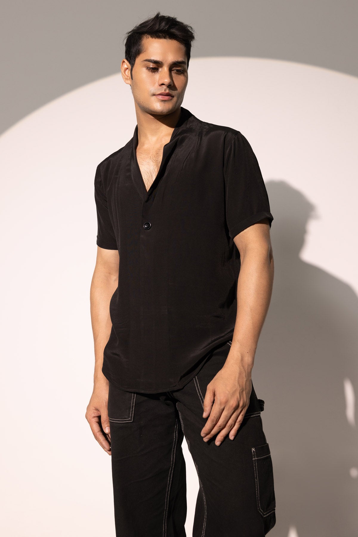 Black Imported Crepe Shirt