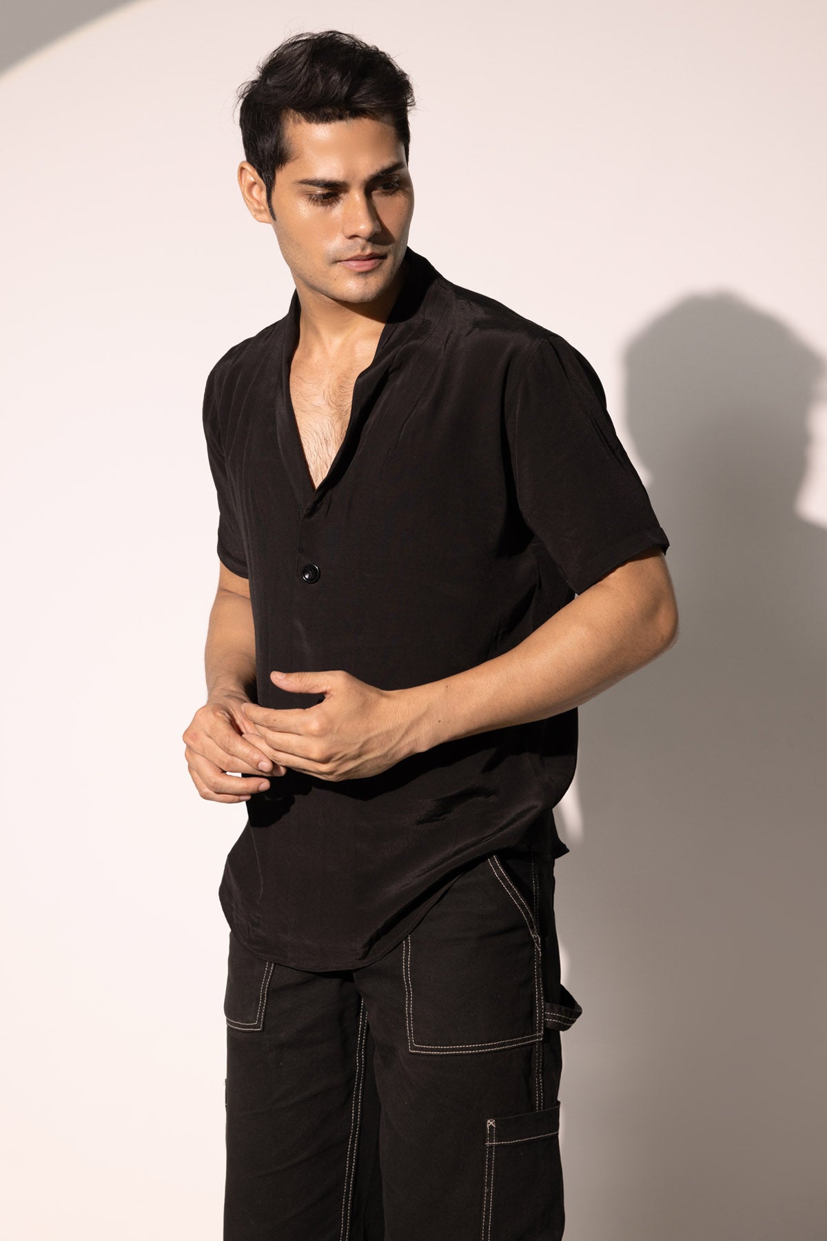 Black Imported Crepe Shirt