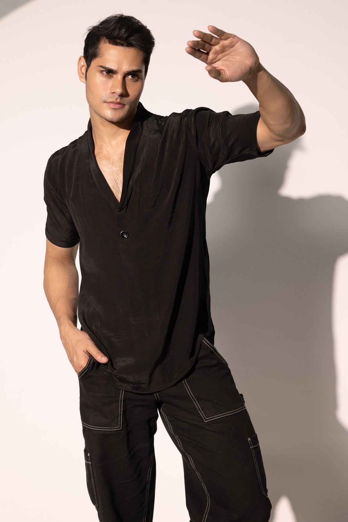 Black Imported Crepe Shirt