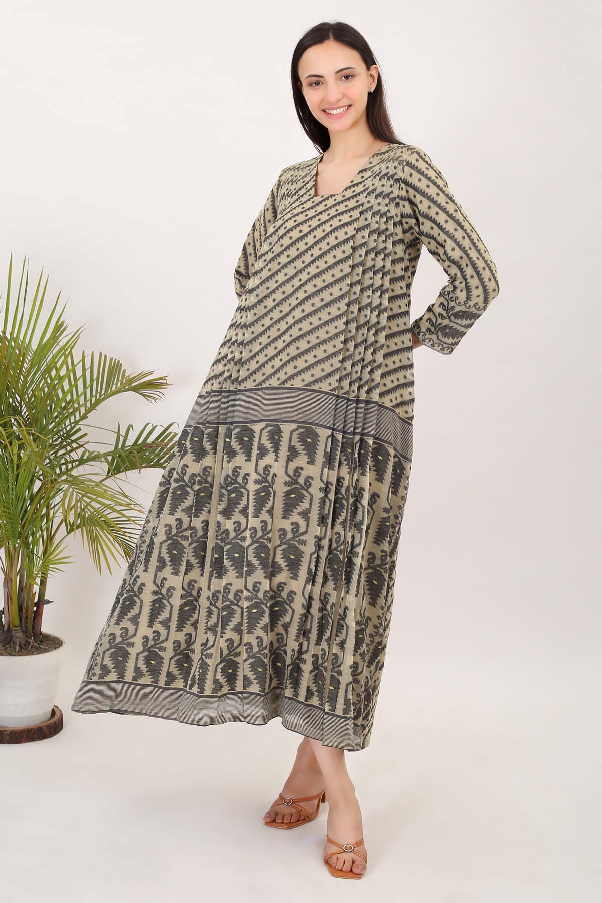 Black Jamdani Cotton Dress