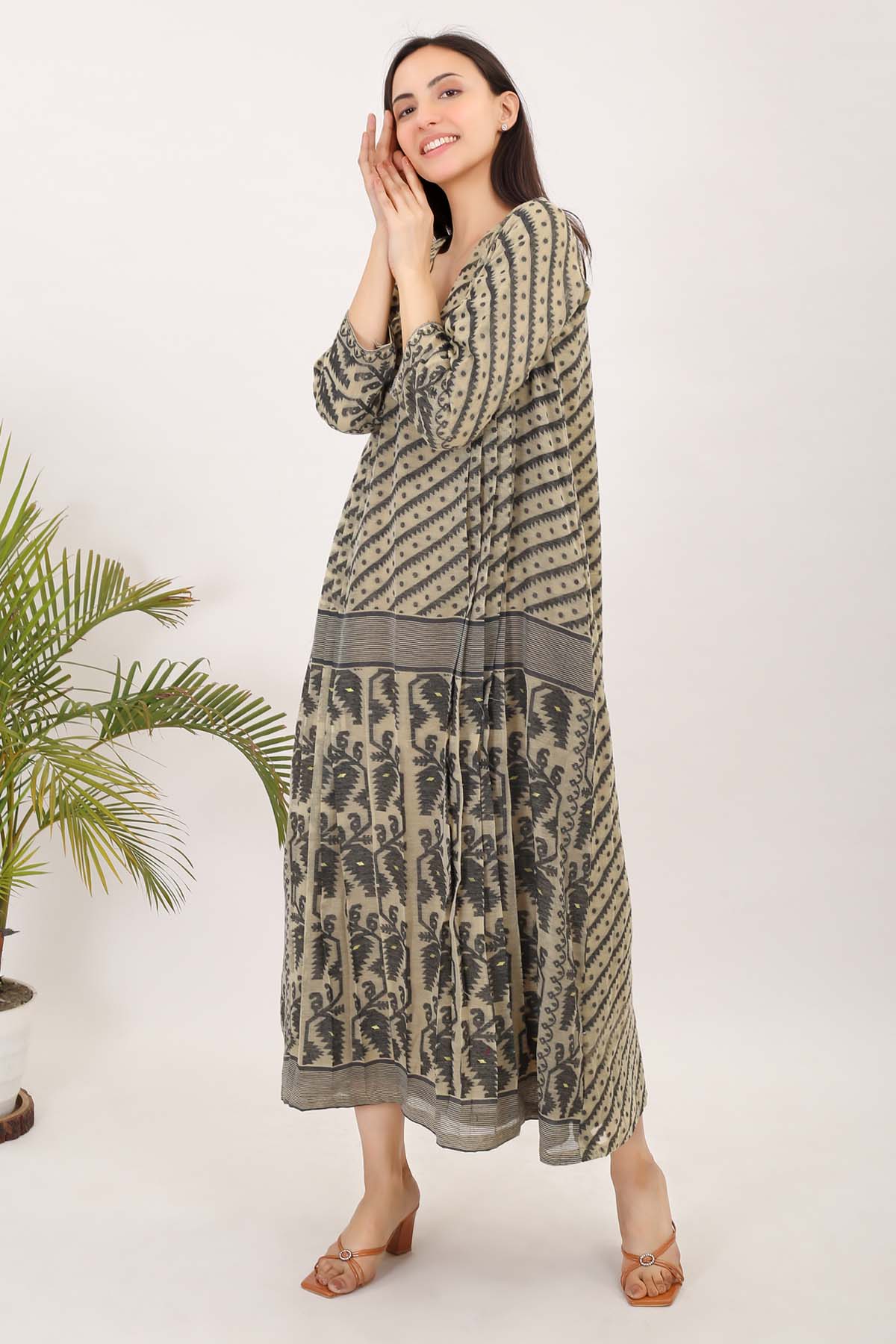 Black Jamdani Cotton Dress