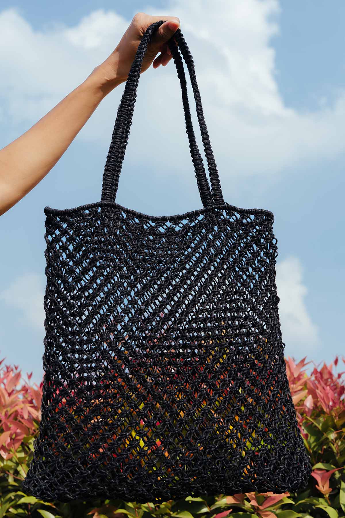 Black Jute Chords Tote Bag