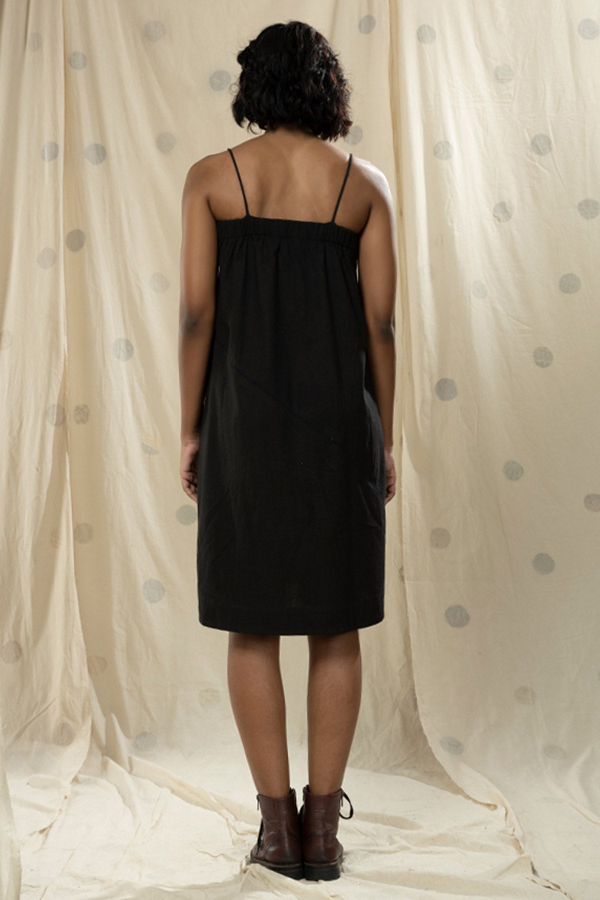 Black Khadi Sleeveless Dress
