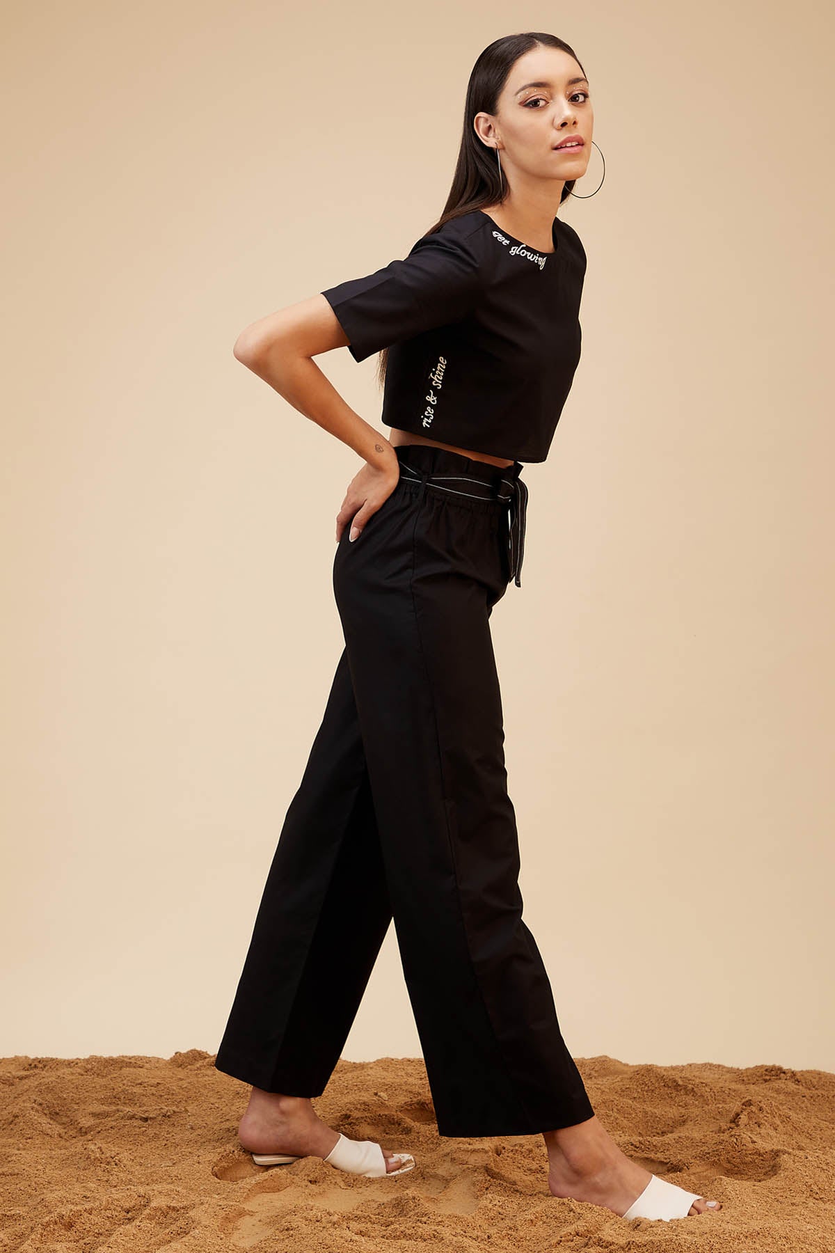 Black Linen Crop Top & Pants