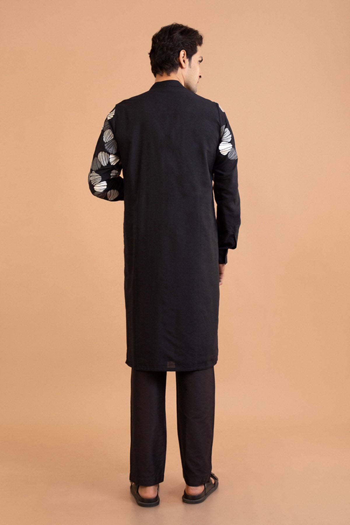 Black Mandarin Collar Kurta Set