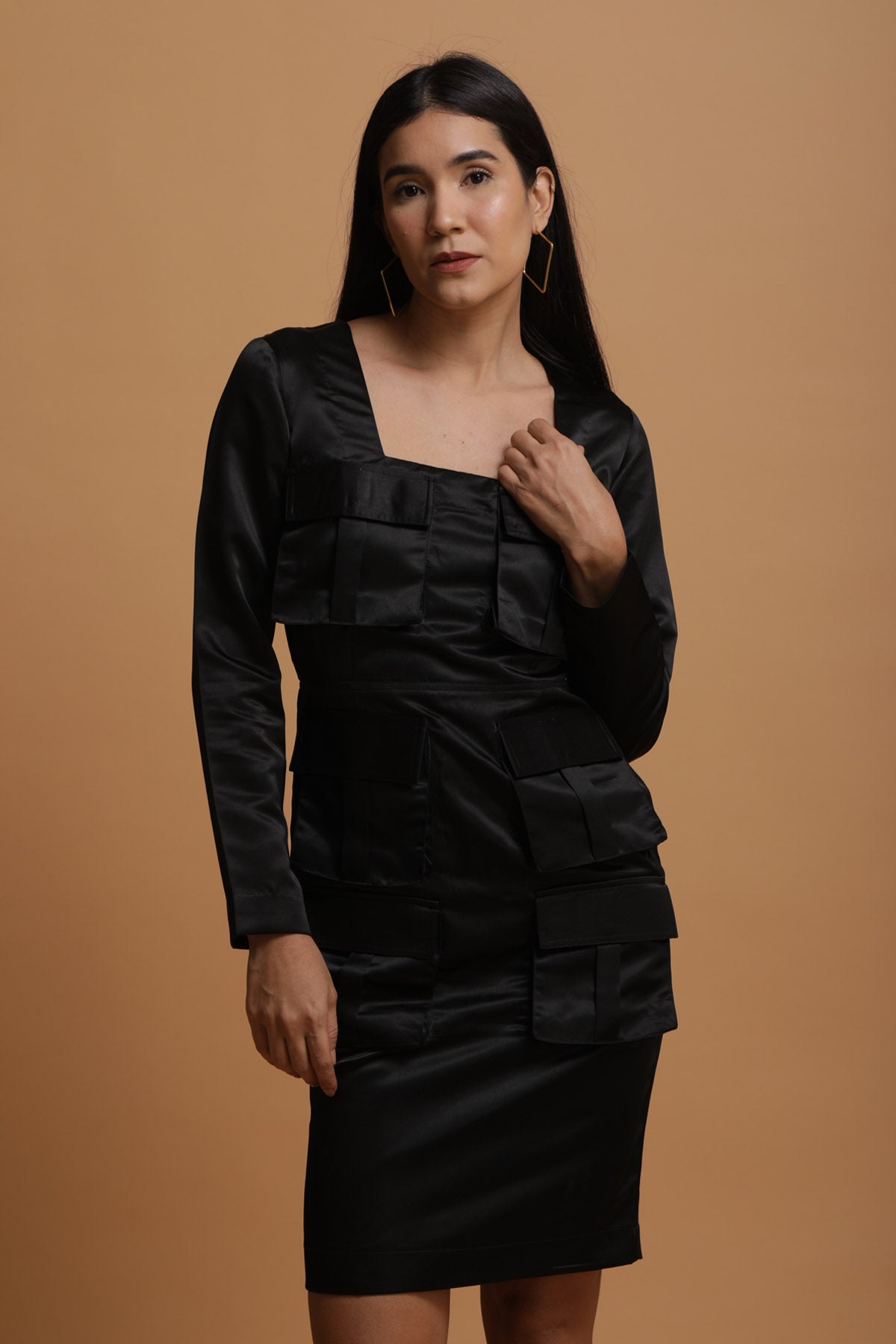 Black Multiple Pocket Dress