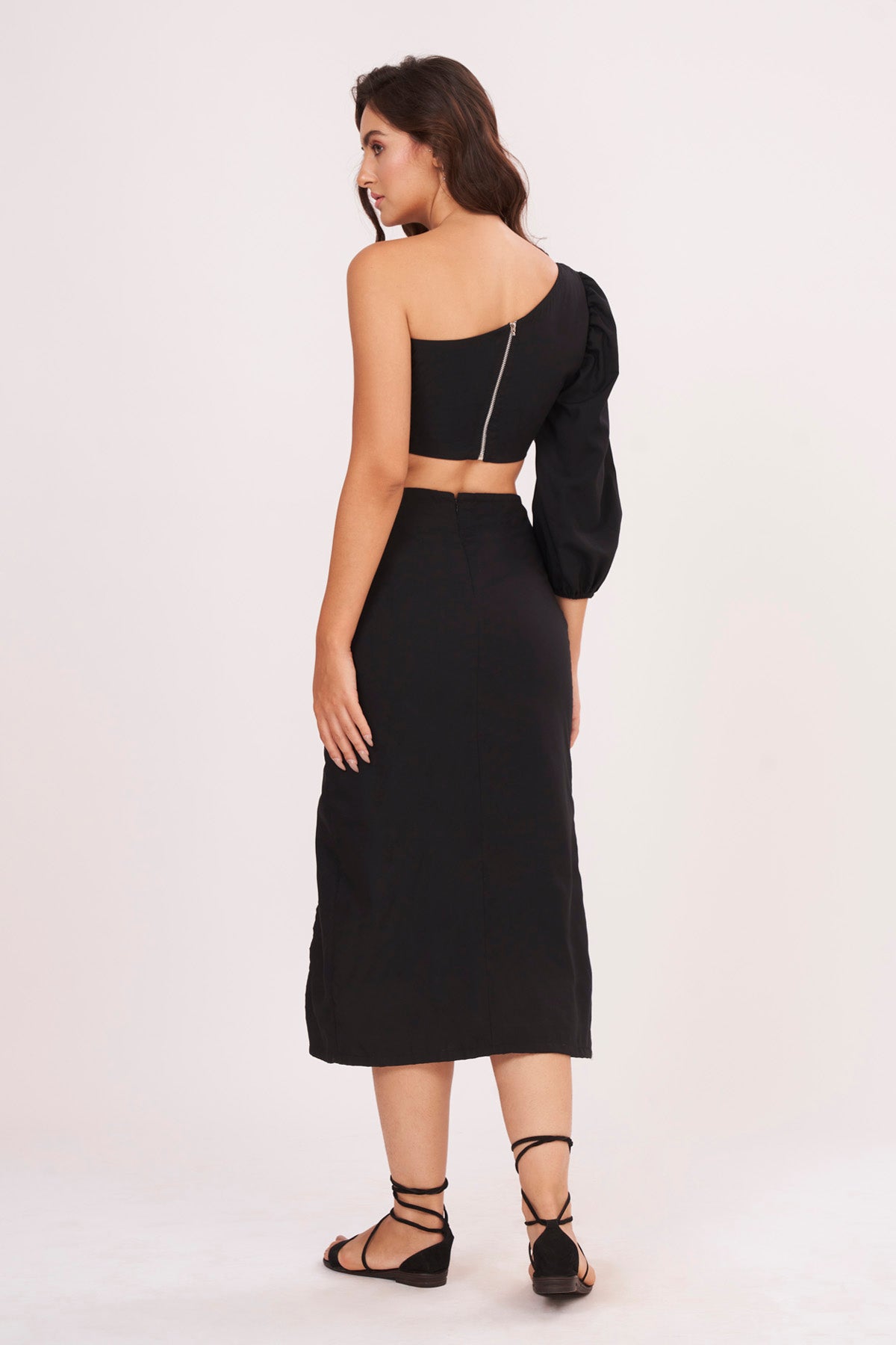 Black One Shoulder Top & Skirt Set