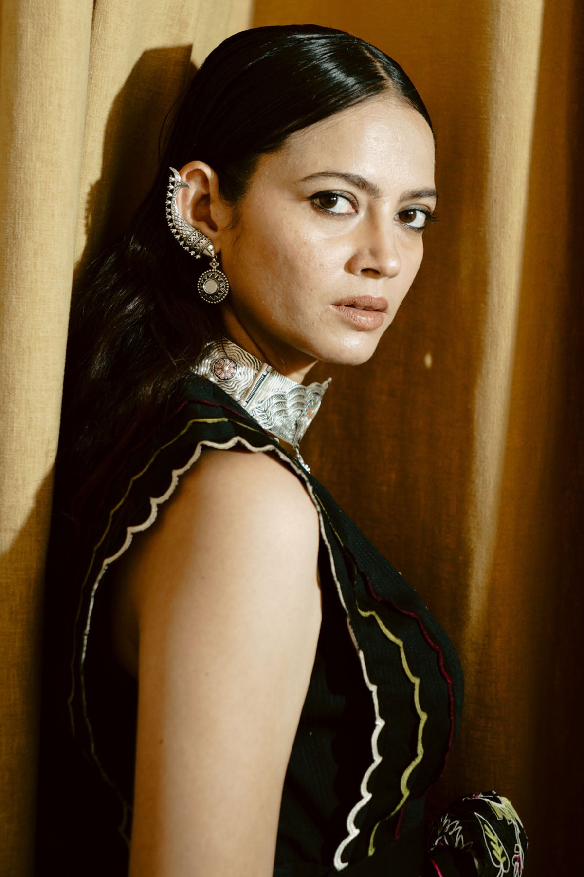 Black Organza Embroidered Saree