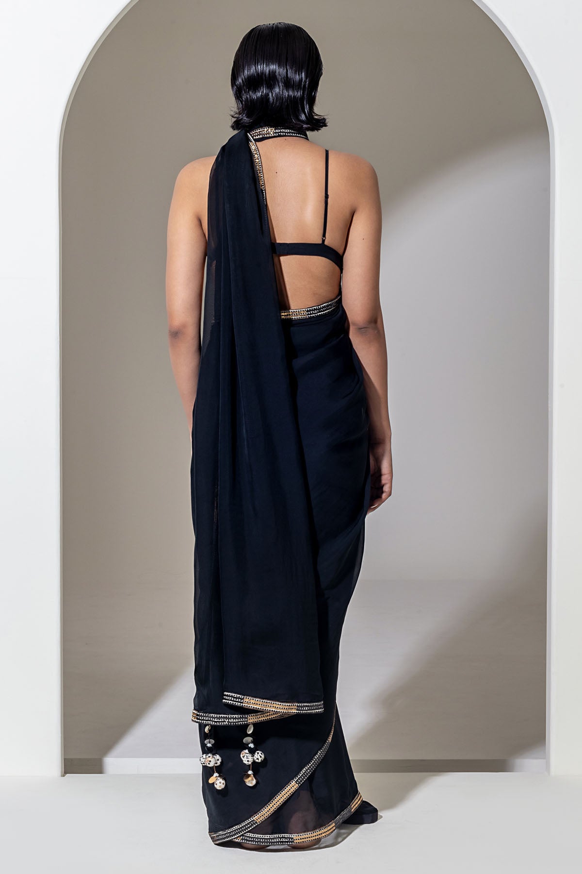 Black Organza Sequins Saree