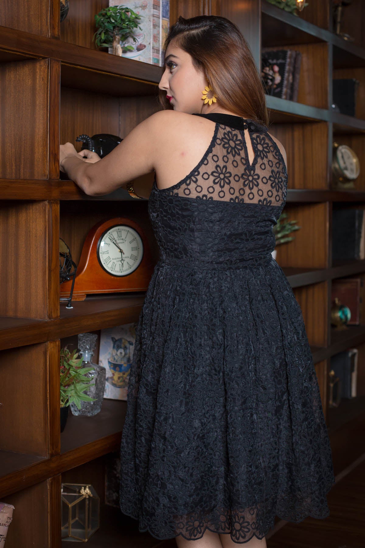 Black Organza Sleeveless Dress
