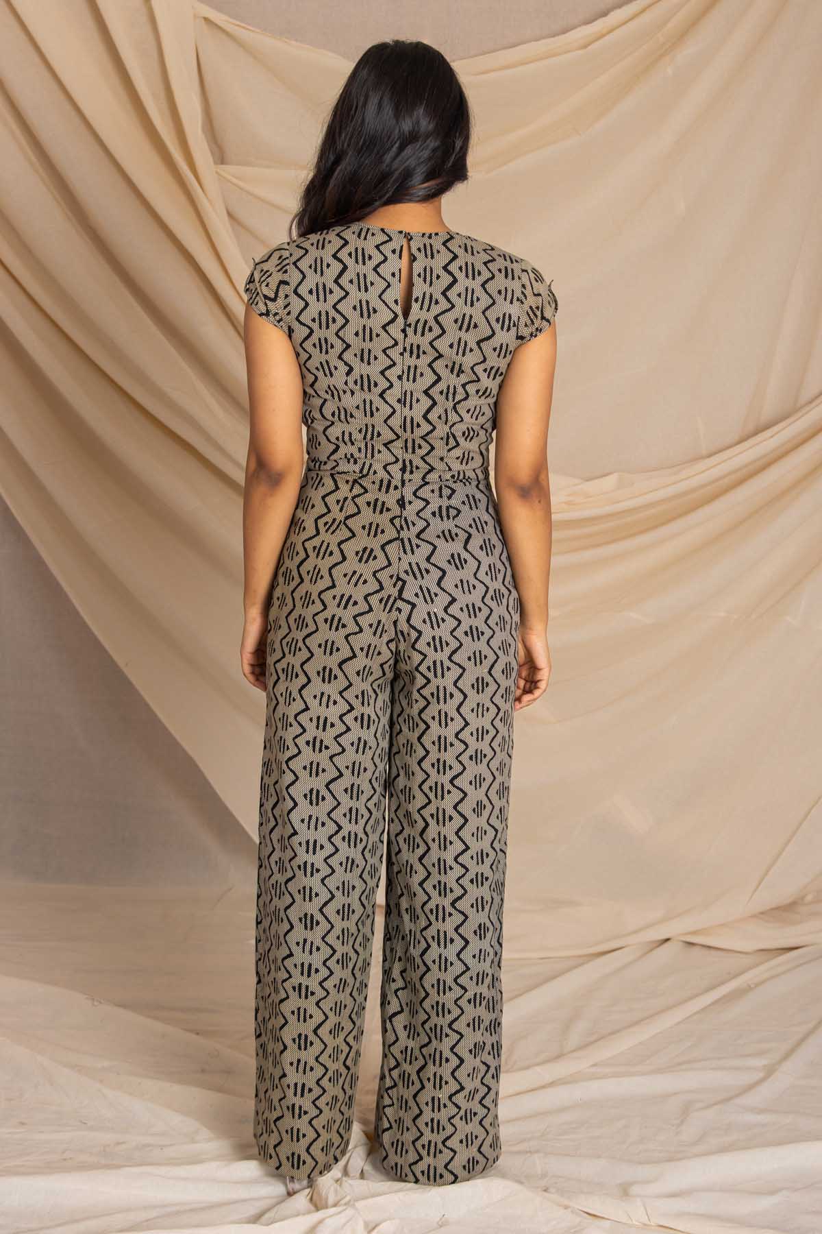 Black Overlapped Jumpsuit