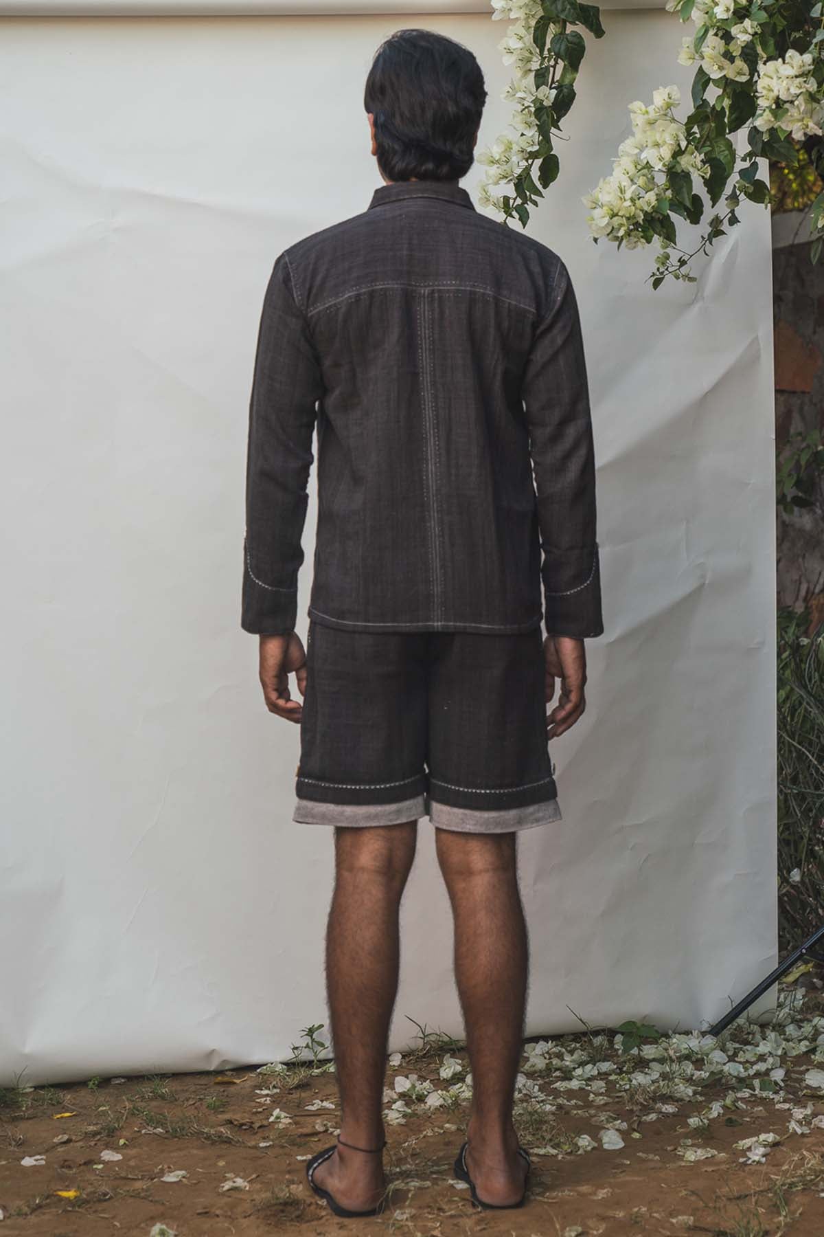 Black Panelled Cotton Shirt