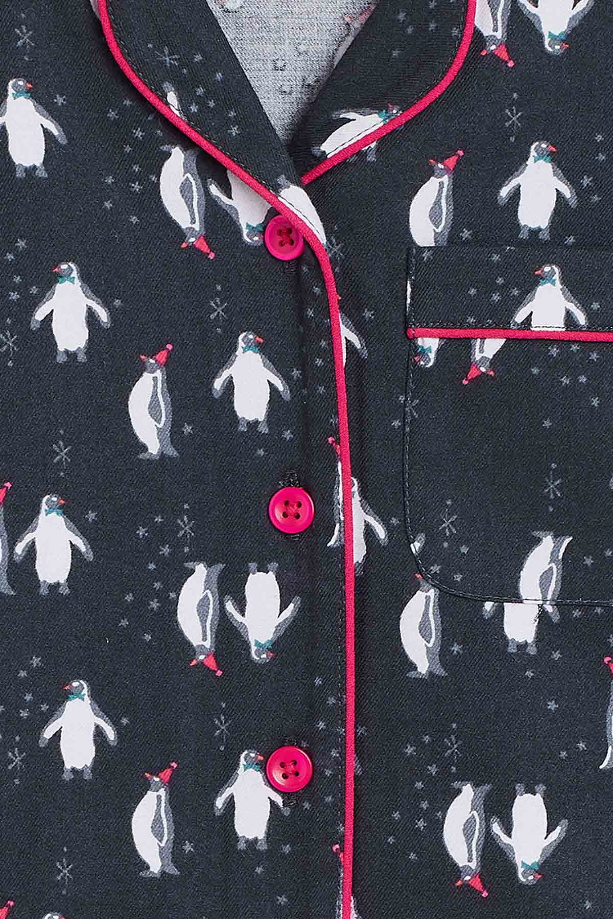 Black Penguin Print Sleepwear