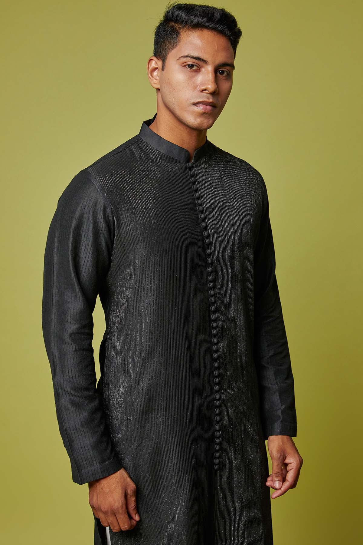 Black Pintuck Kurta Set