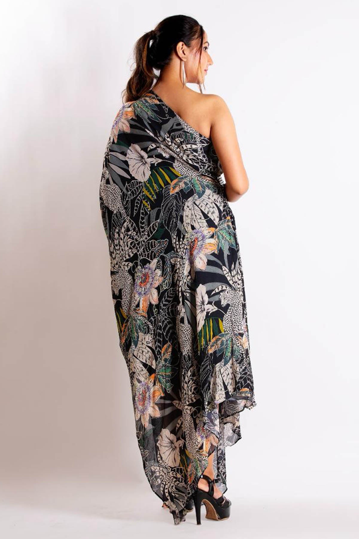 Black Print One Shoulder dress