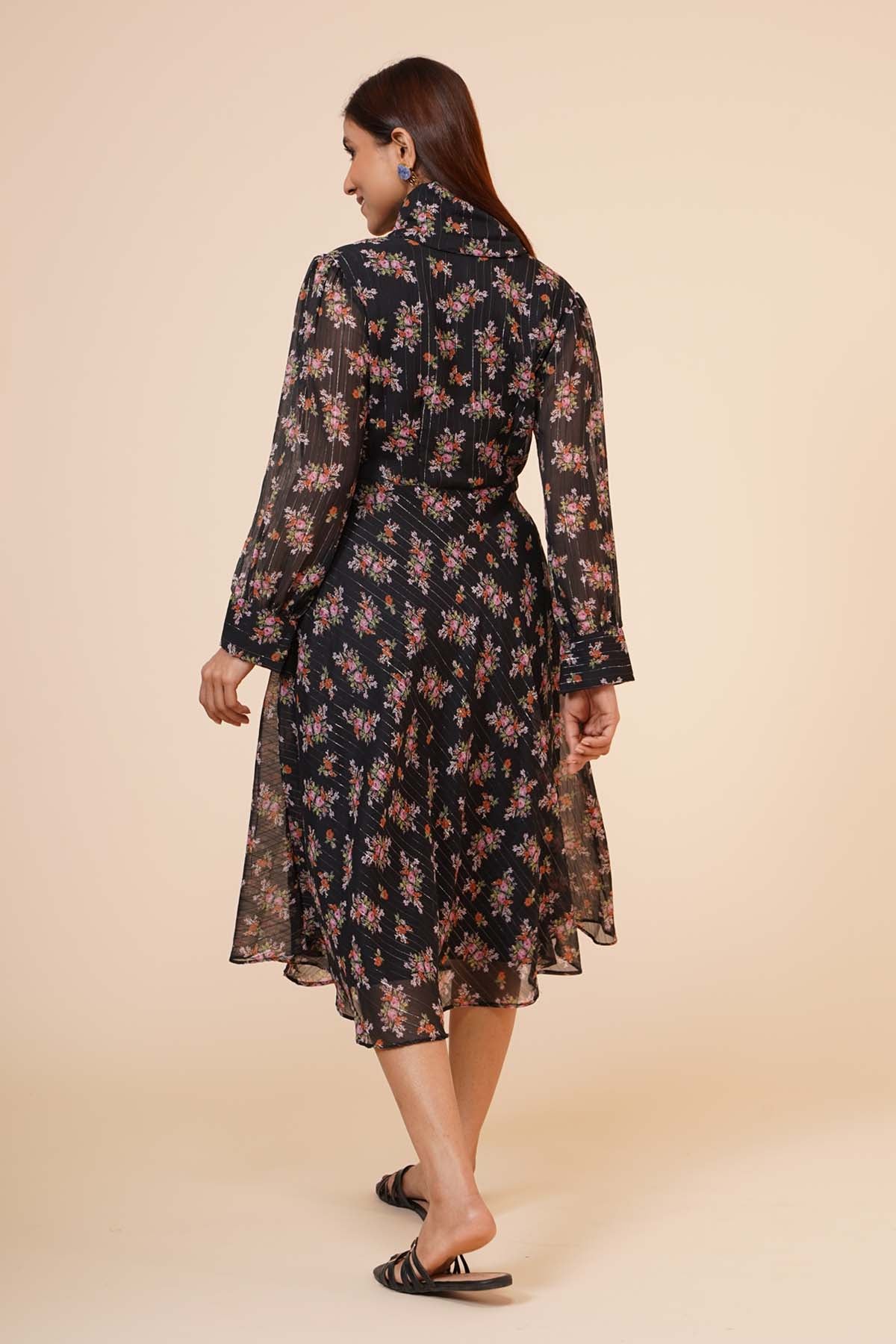 Black Printed Chiffon Dress