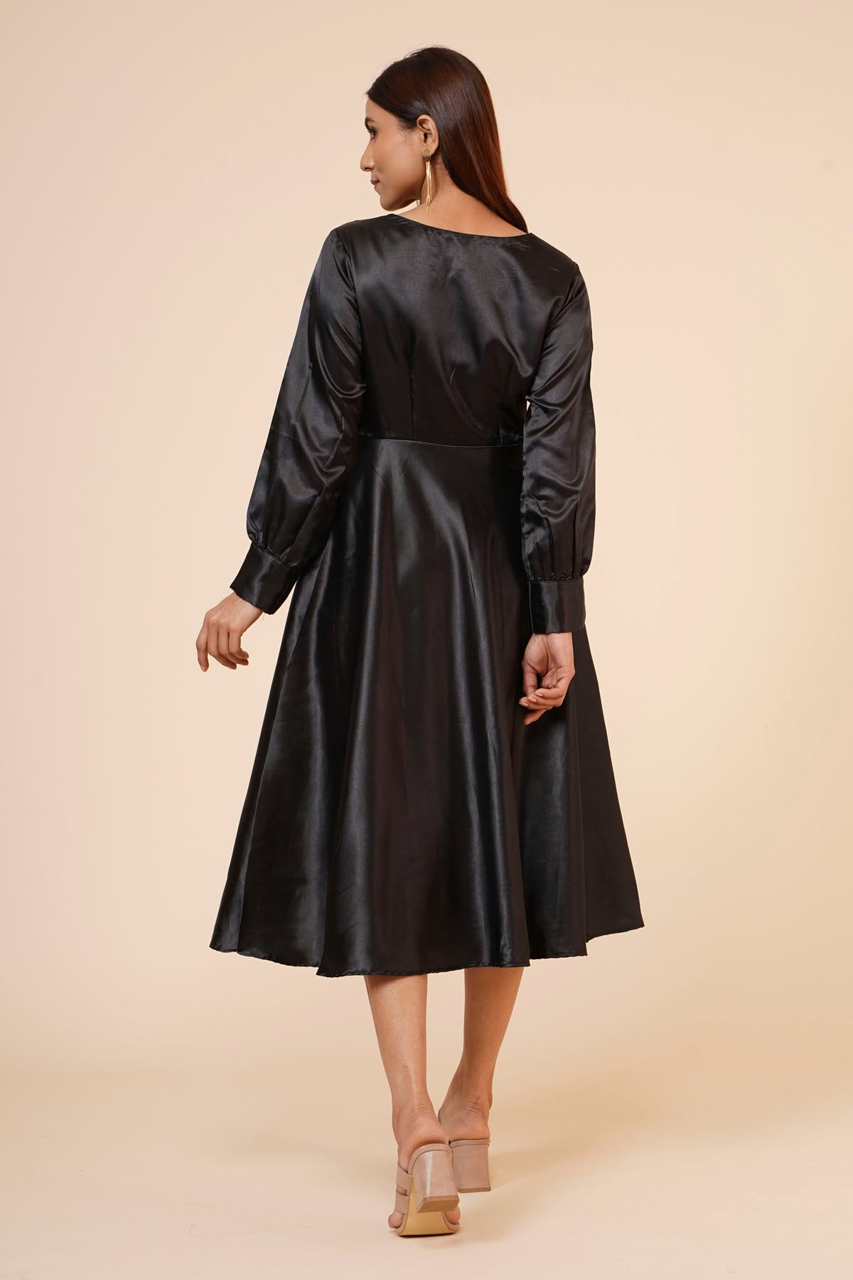 Black Ribbon Drape Dress