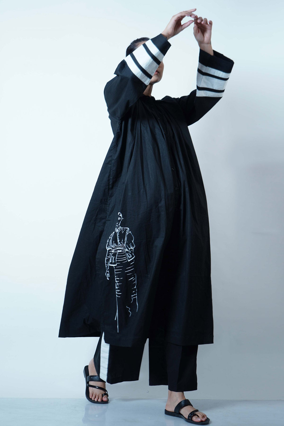 Black Shirt Collar Kurta Set