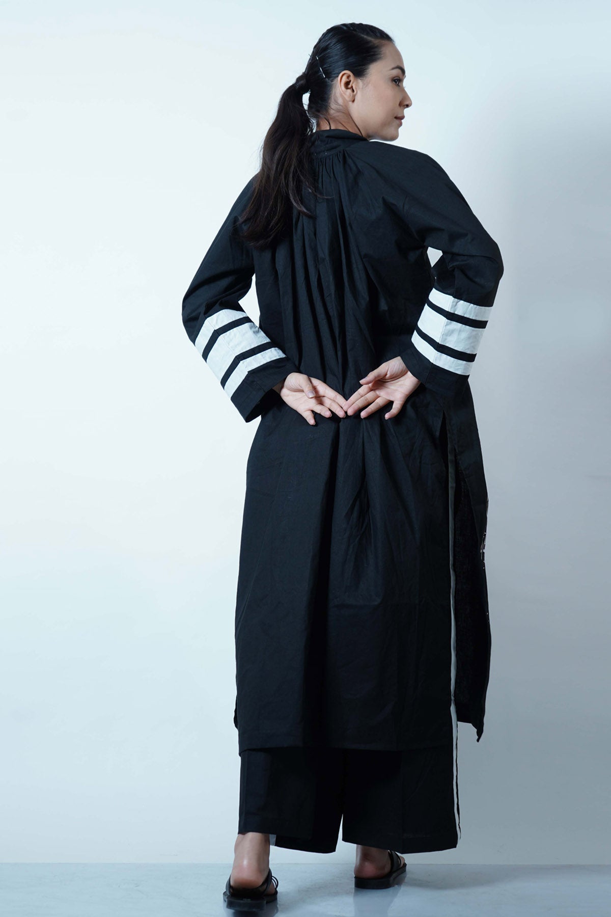 Black Shirt Collar Kurta Set