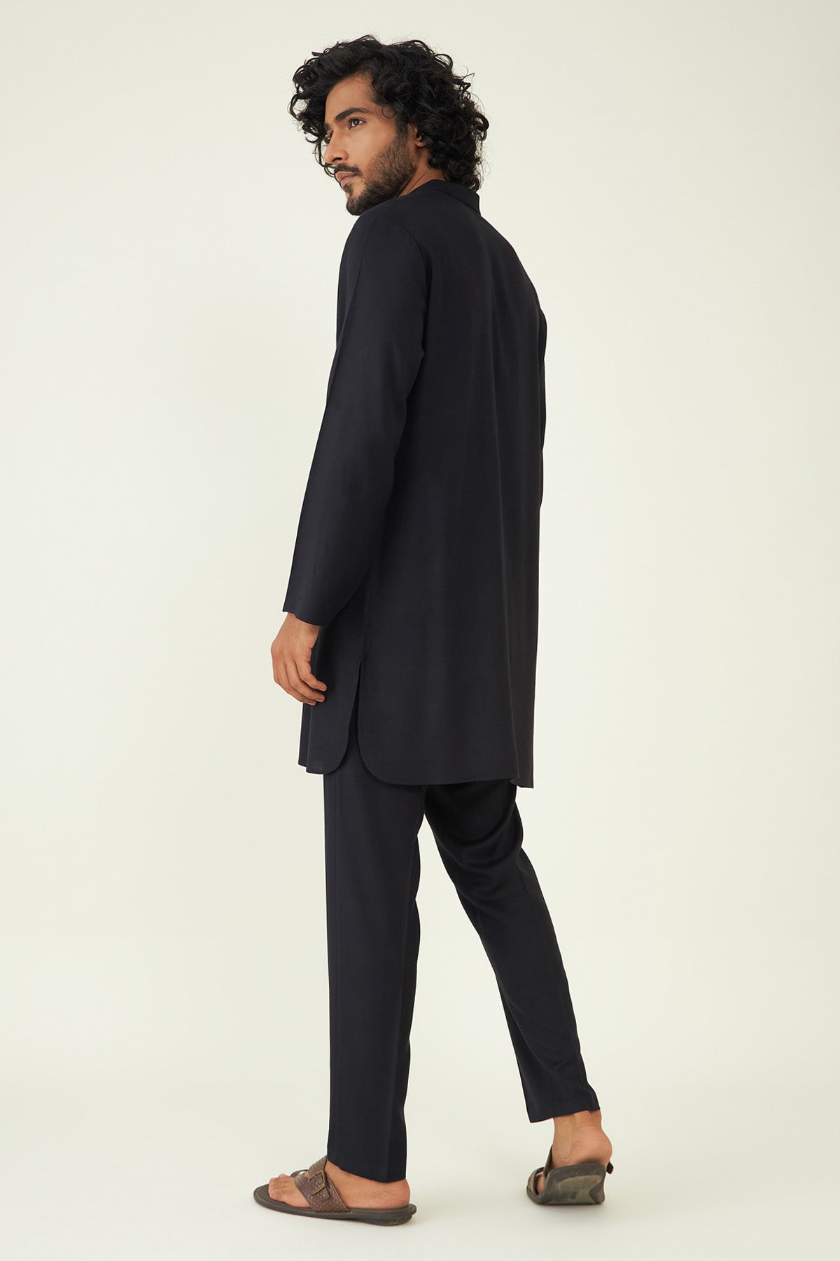 Black Silk Rayon Kurta Set