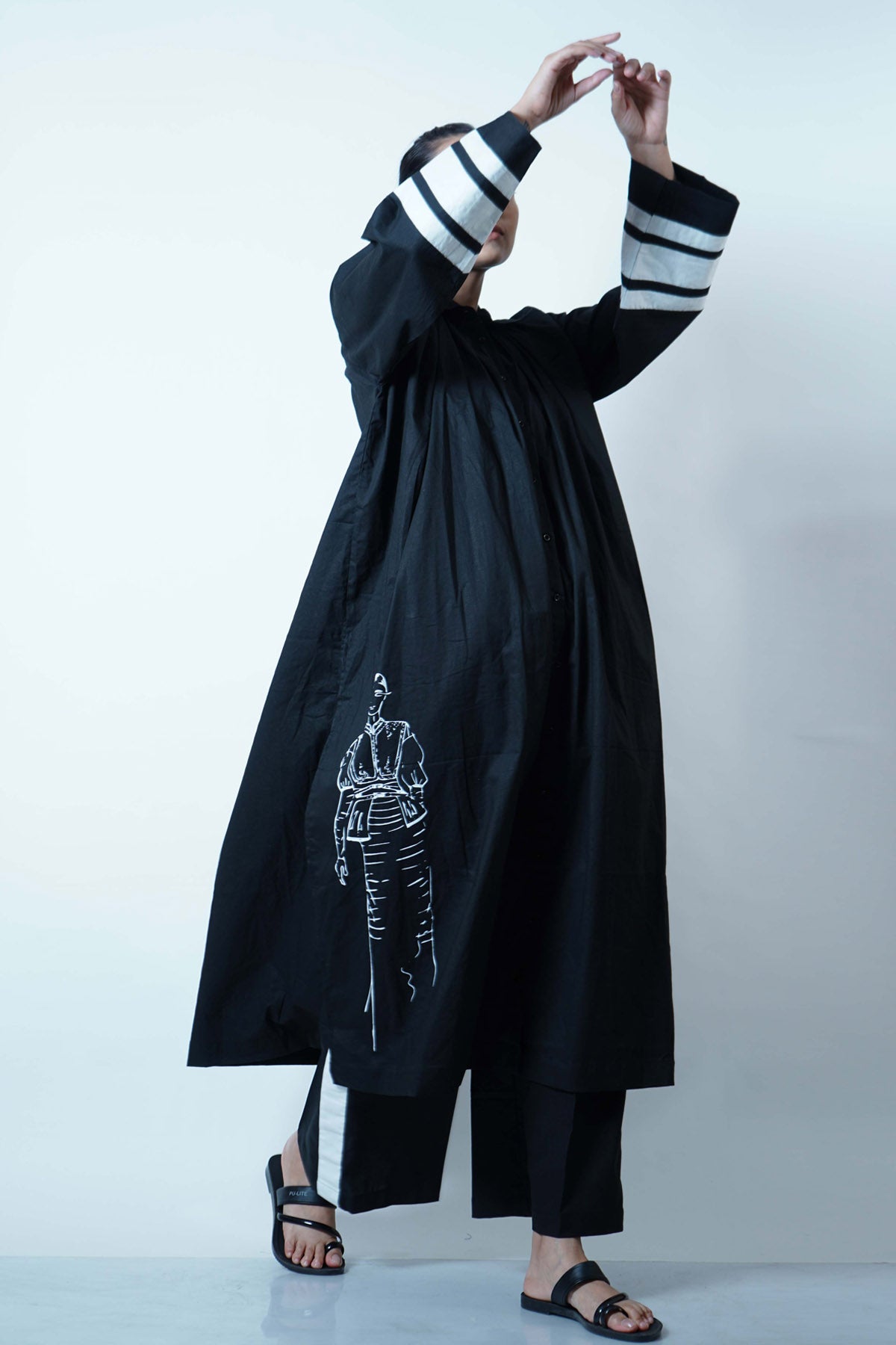 Black Cotton Poplin Kurta Set