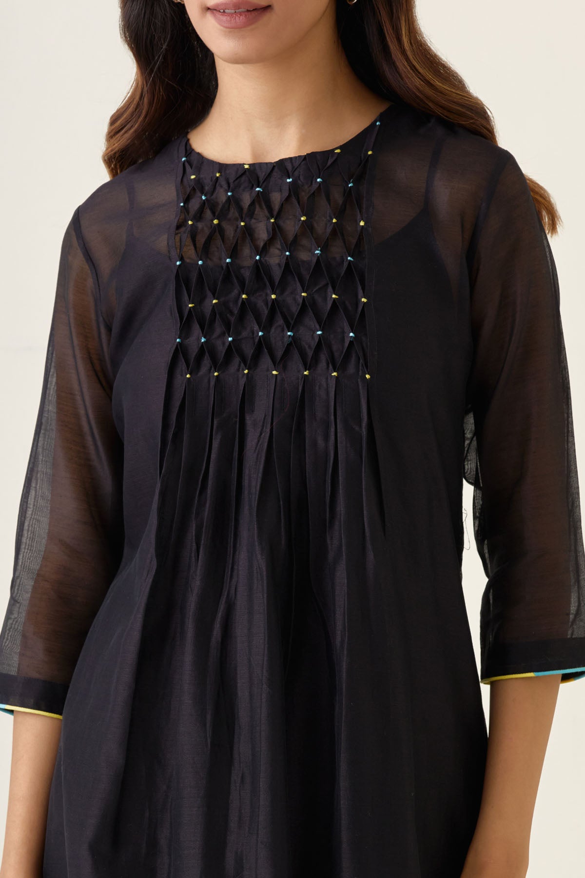 Black Smocking Kurta & Pants