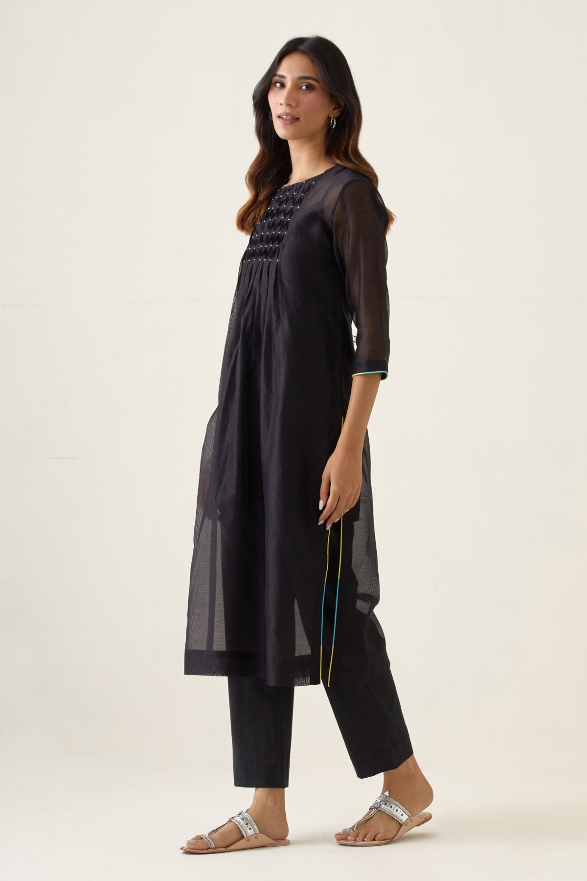 Black Smocking Kurta & Pants