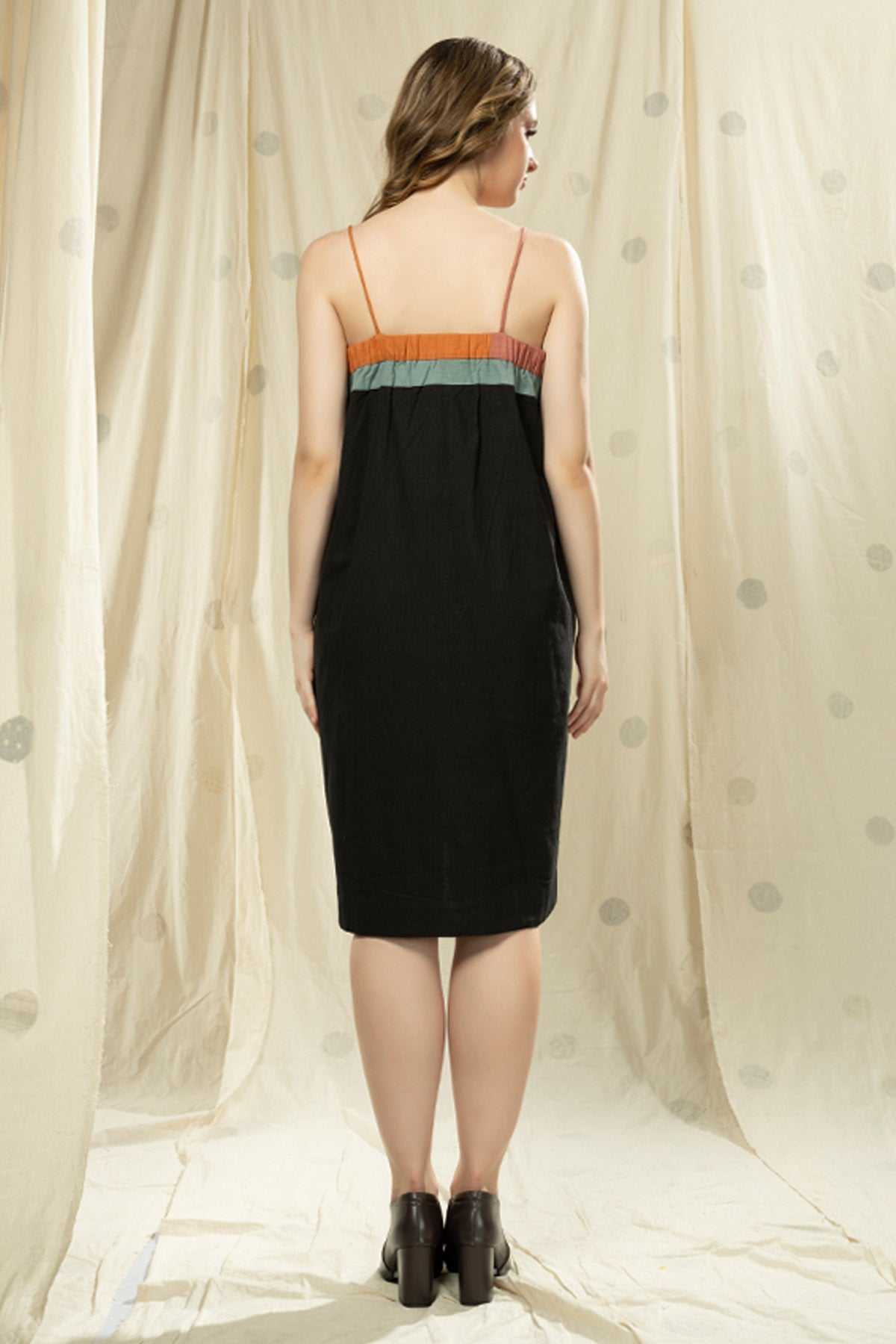 Black Soft textile Cotton Stripes Dress