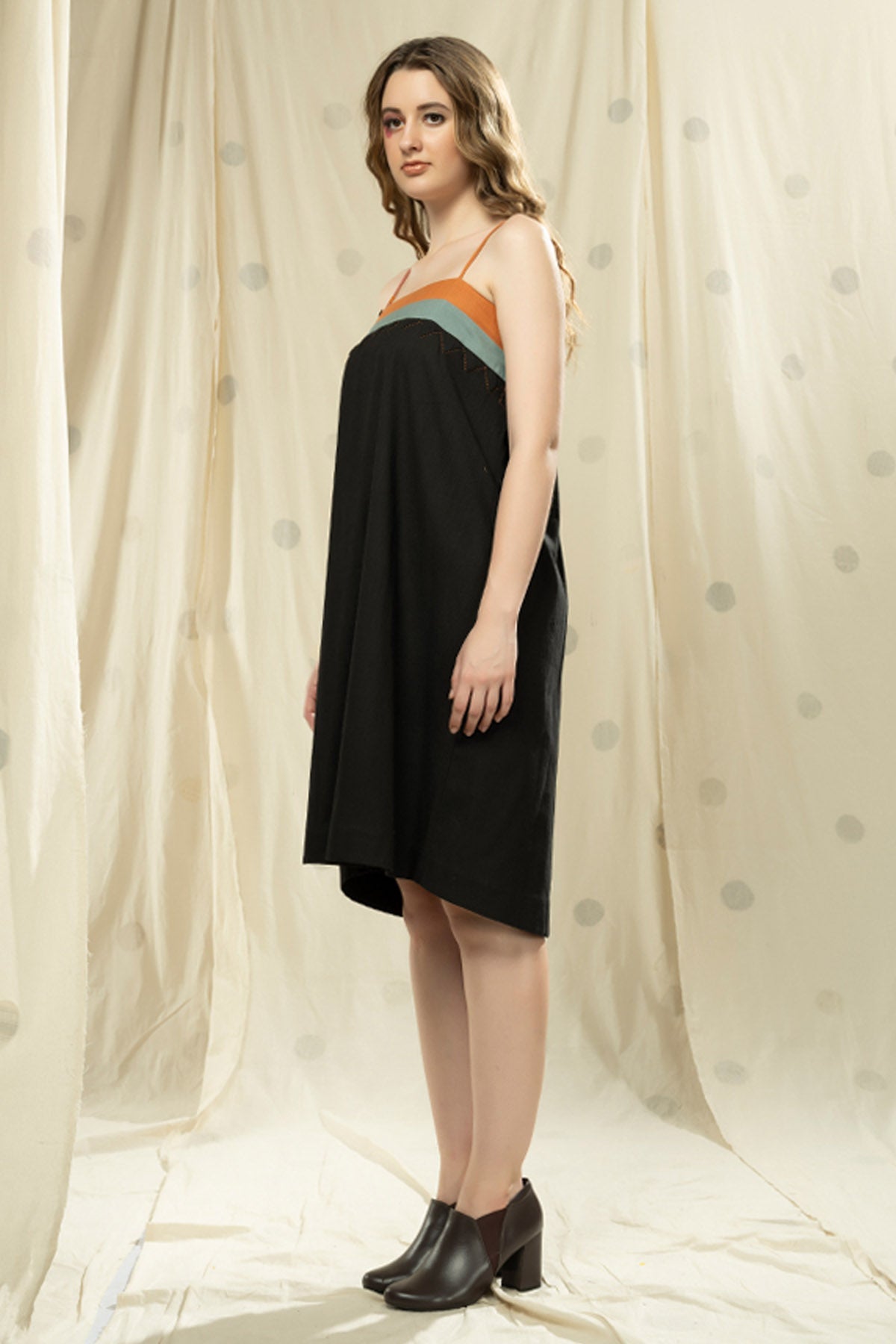 Black Soft textile Cotton Stripes Dress