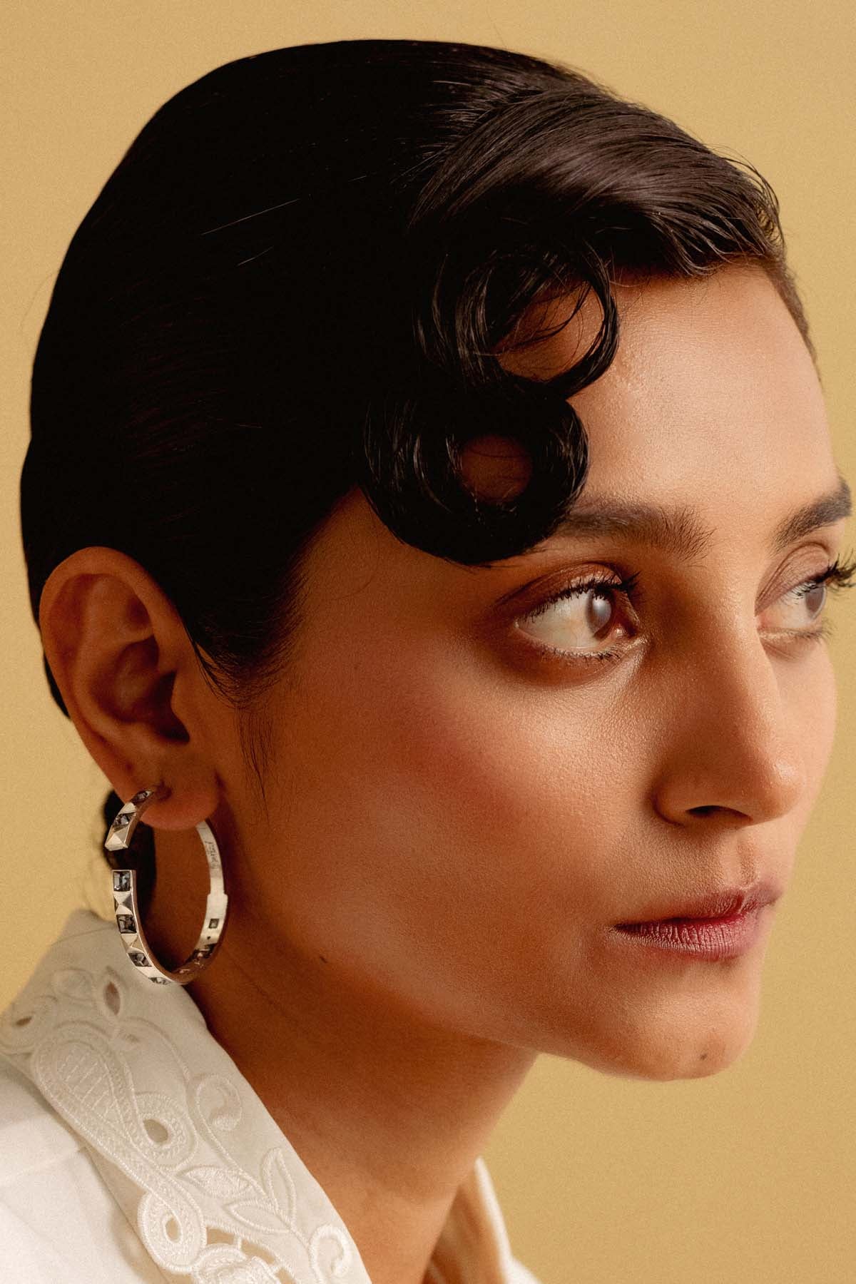 Black Swarovski Crystal Hoops