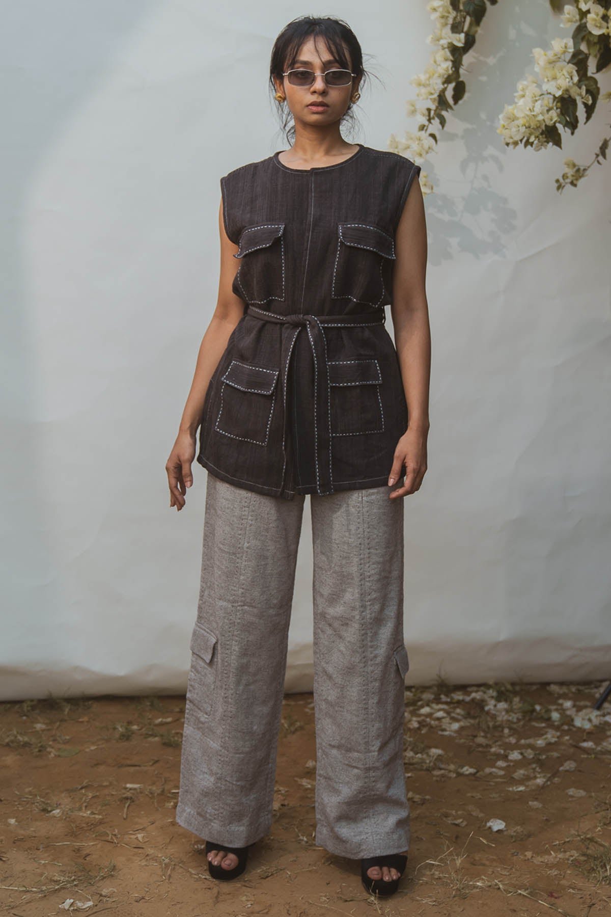 Black Vest & Grey Pant Set