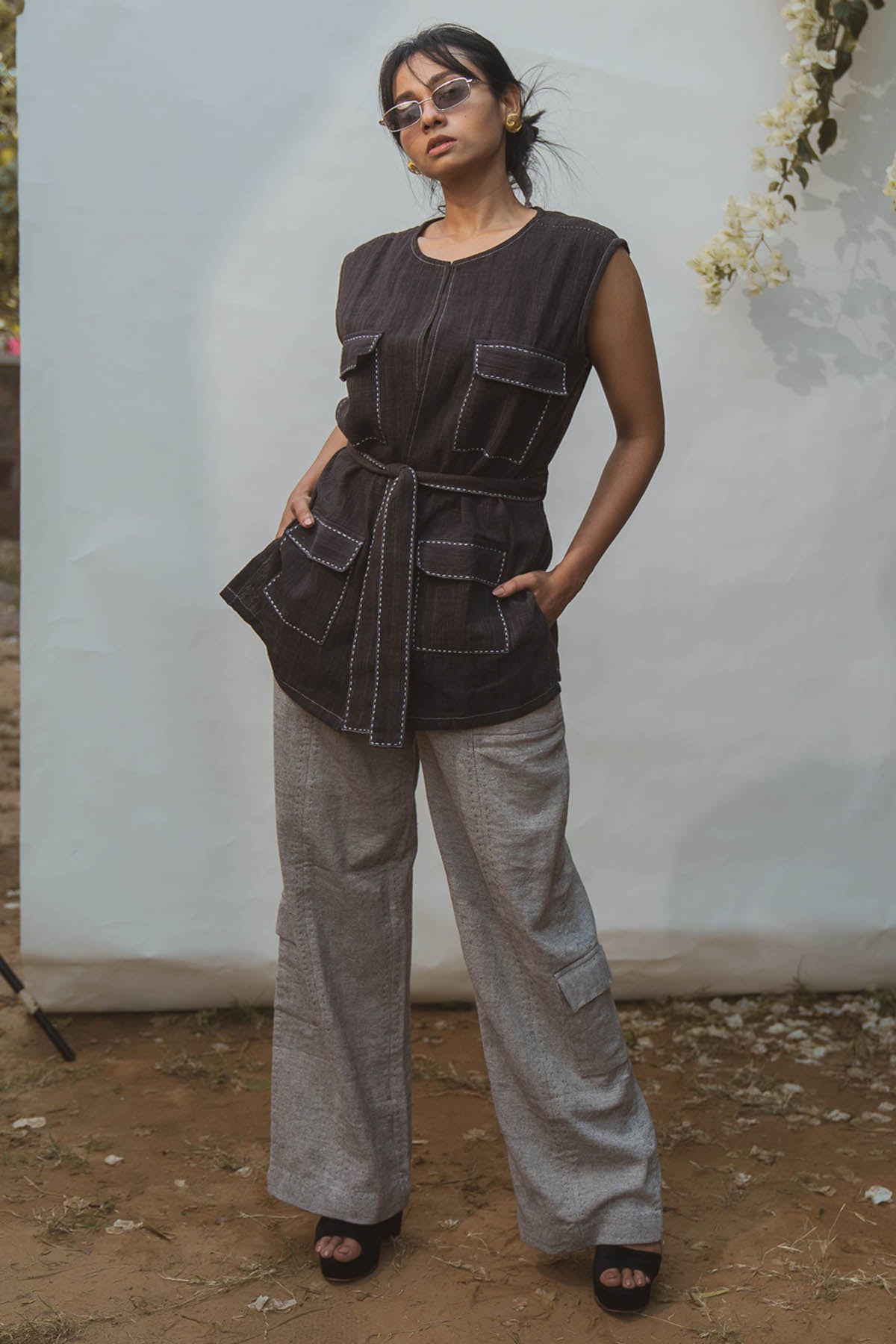 Black Vest & Grey Pant Set