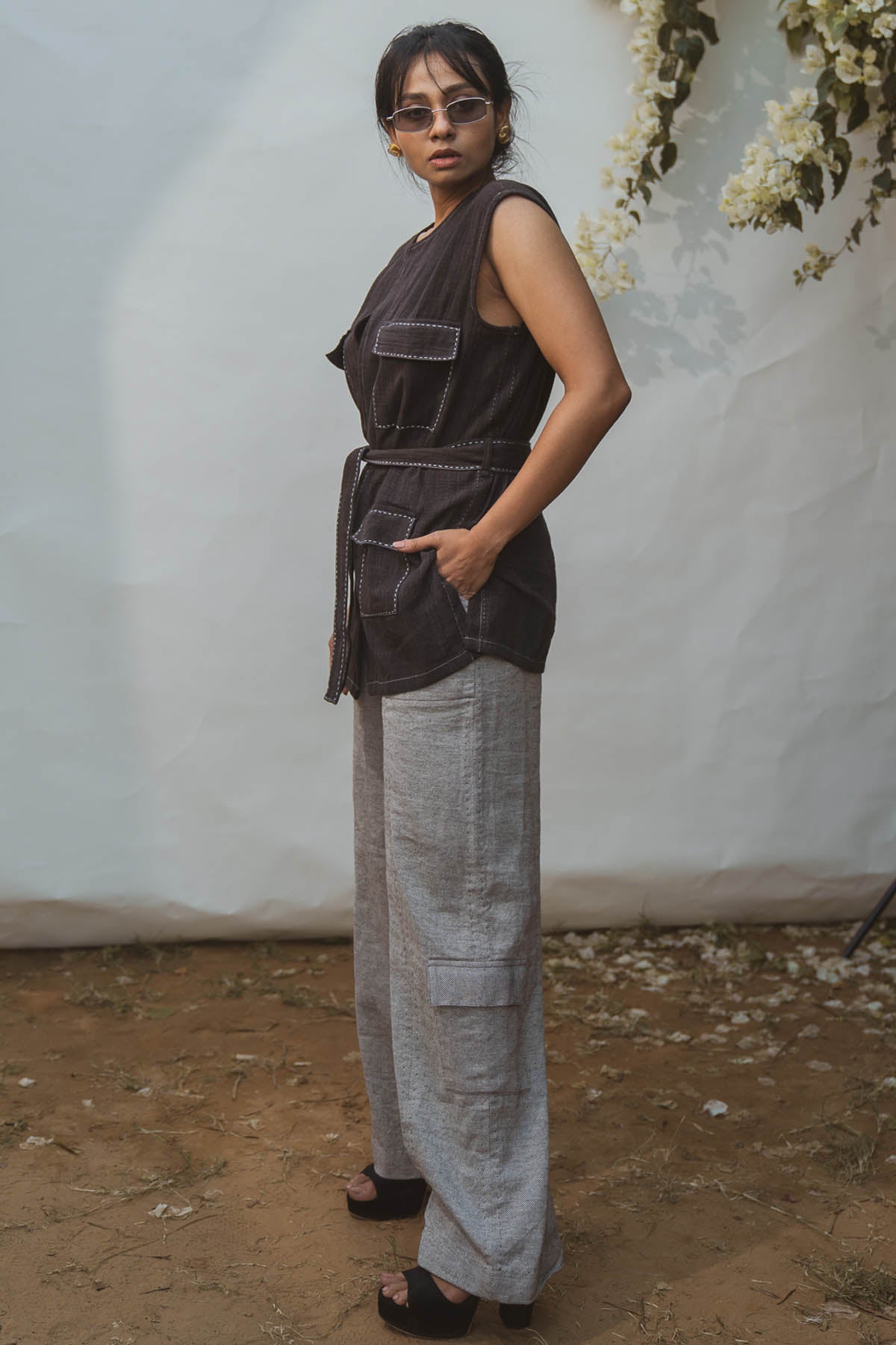 Black Vest & Grey Pant Set