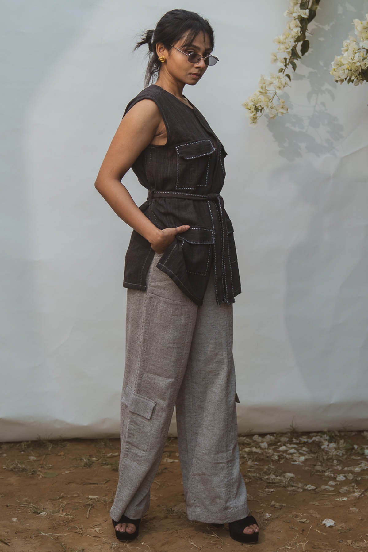 Black Vest & Grey Pant Set