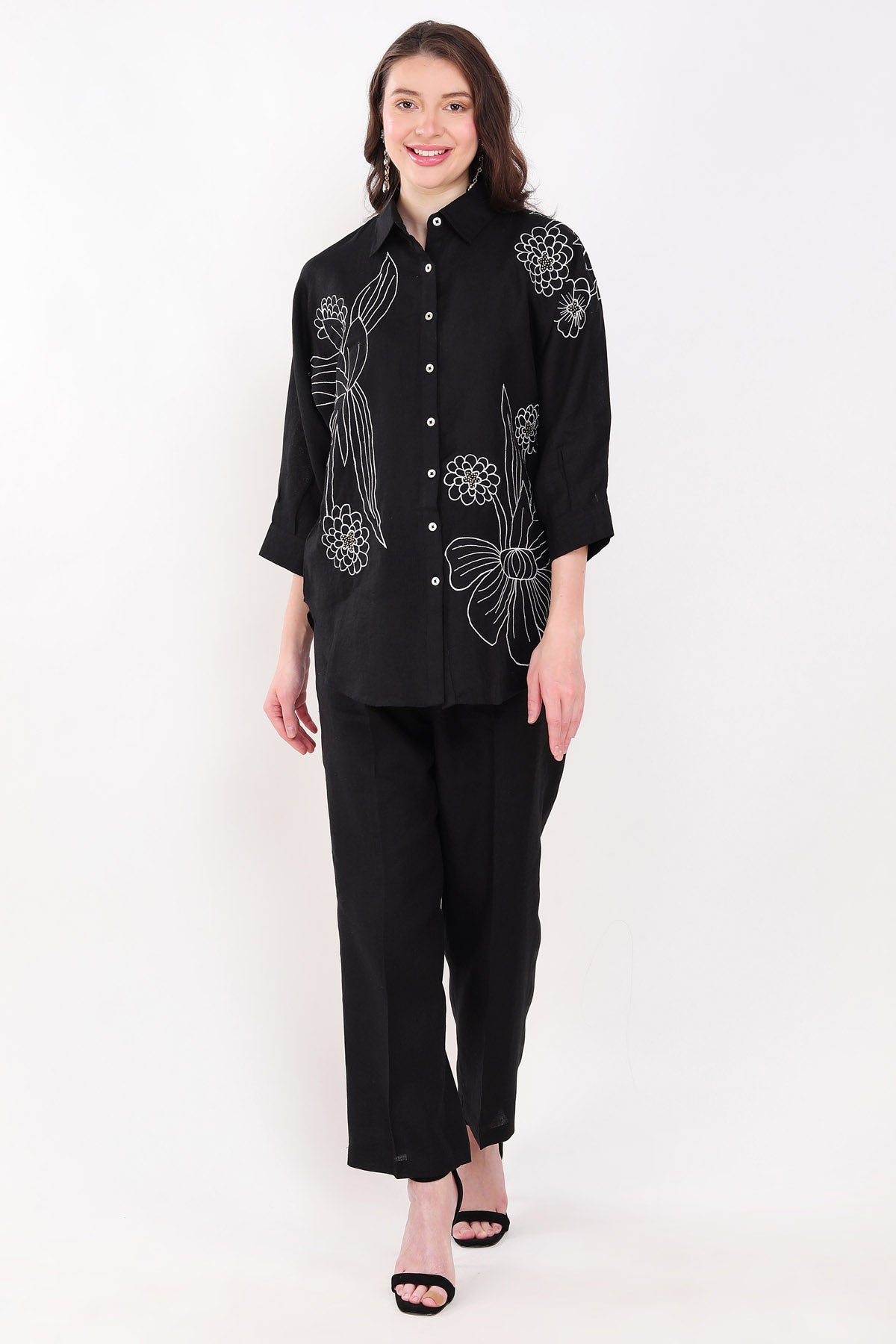 Black 100% Linen Pencil Pants