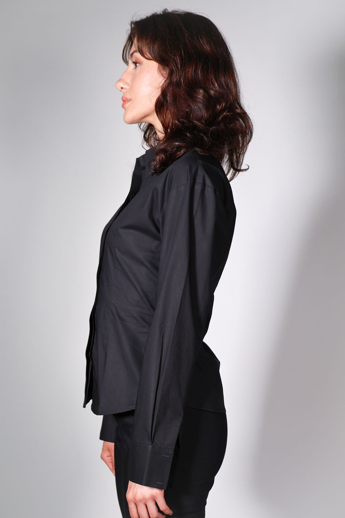 Black 100% Poplin Corset Shirt