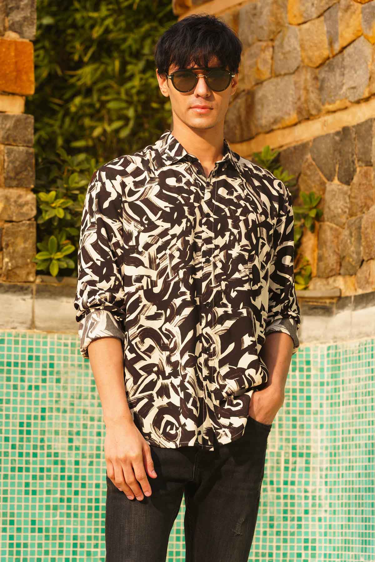 Black Abstract Printed Shirt