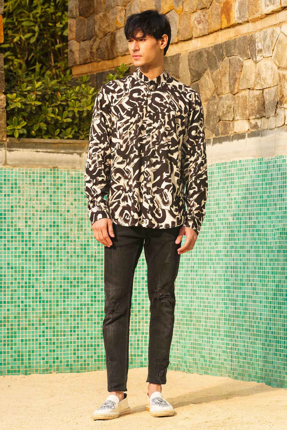 Black Abstract Printed Shirt