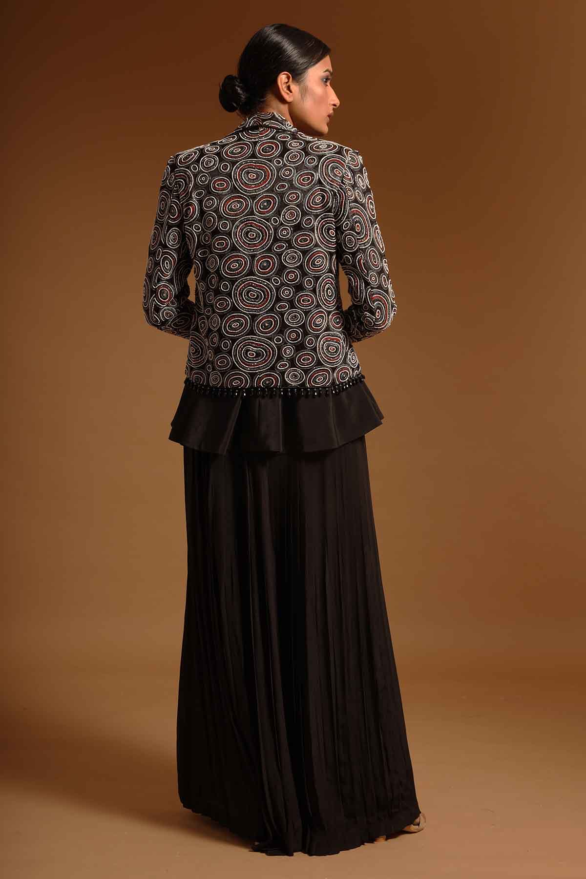 Ajrakh Print Black Jacket Set