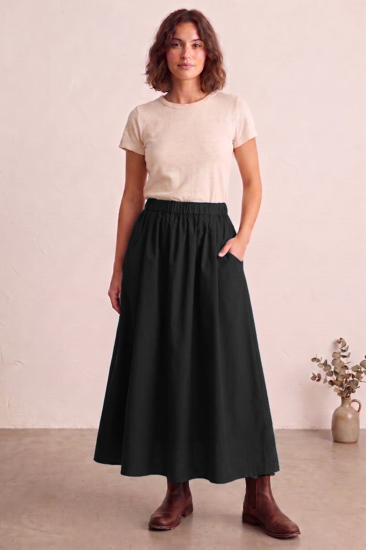 Buy Black Ankle Length Flare Skirt for women by Sneha B online available at scrollnshops