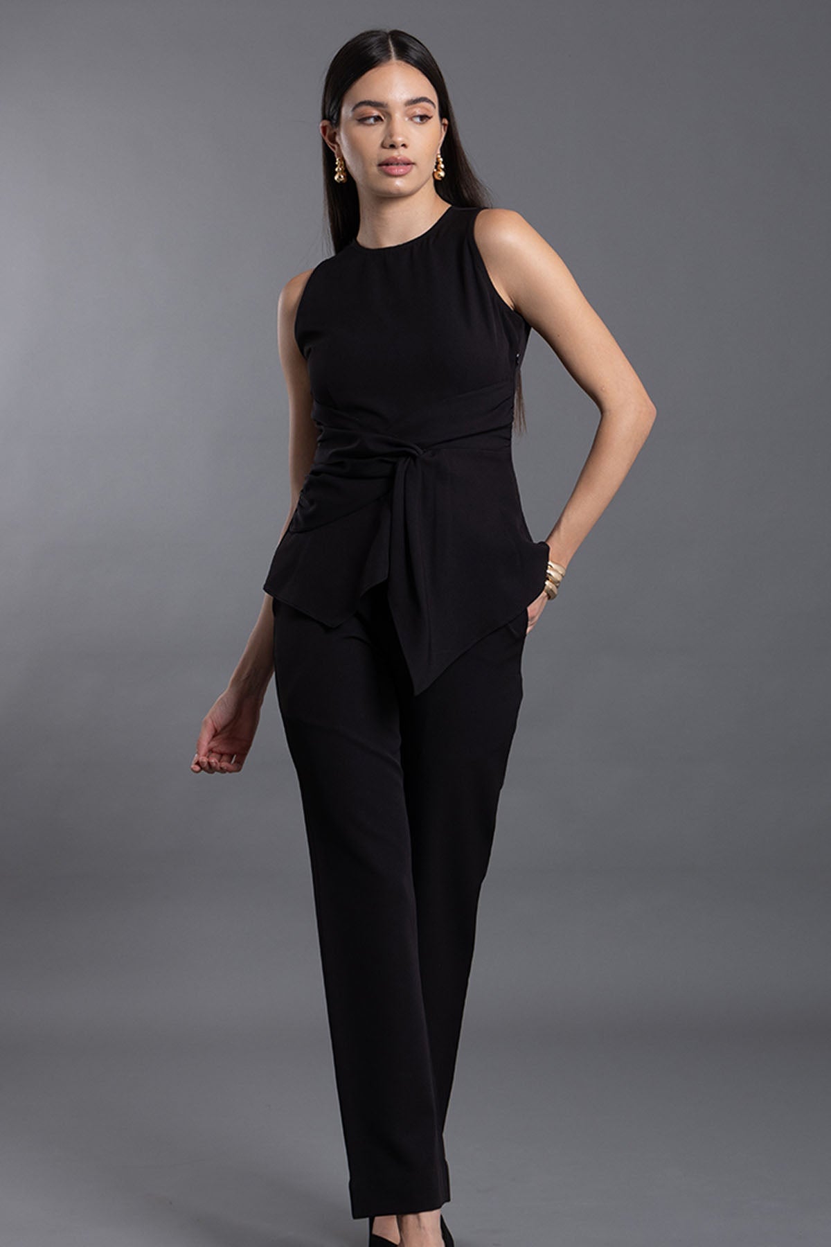 Vanten Black Asymmetrical Co-ord Set for women online at ScrollnShops