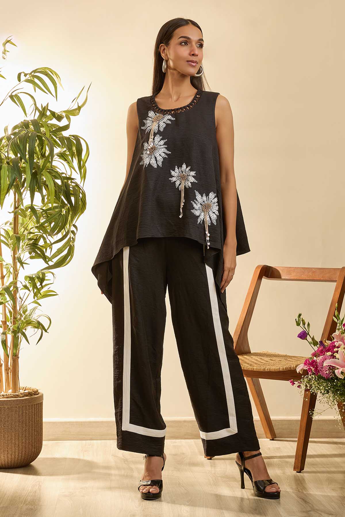 Buy Black Asymmetrical Top & Pants by Babita Malkhani for women online at ScrollnShops