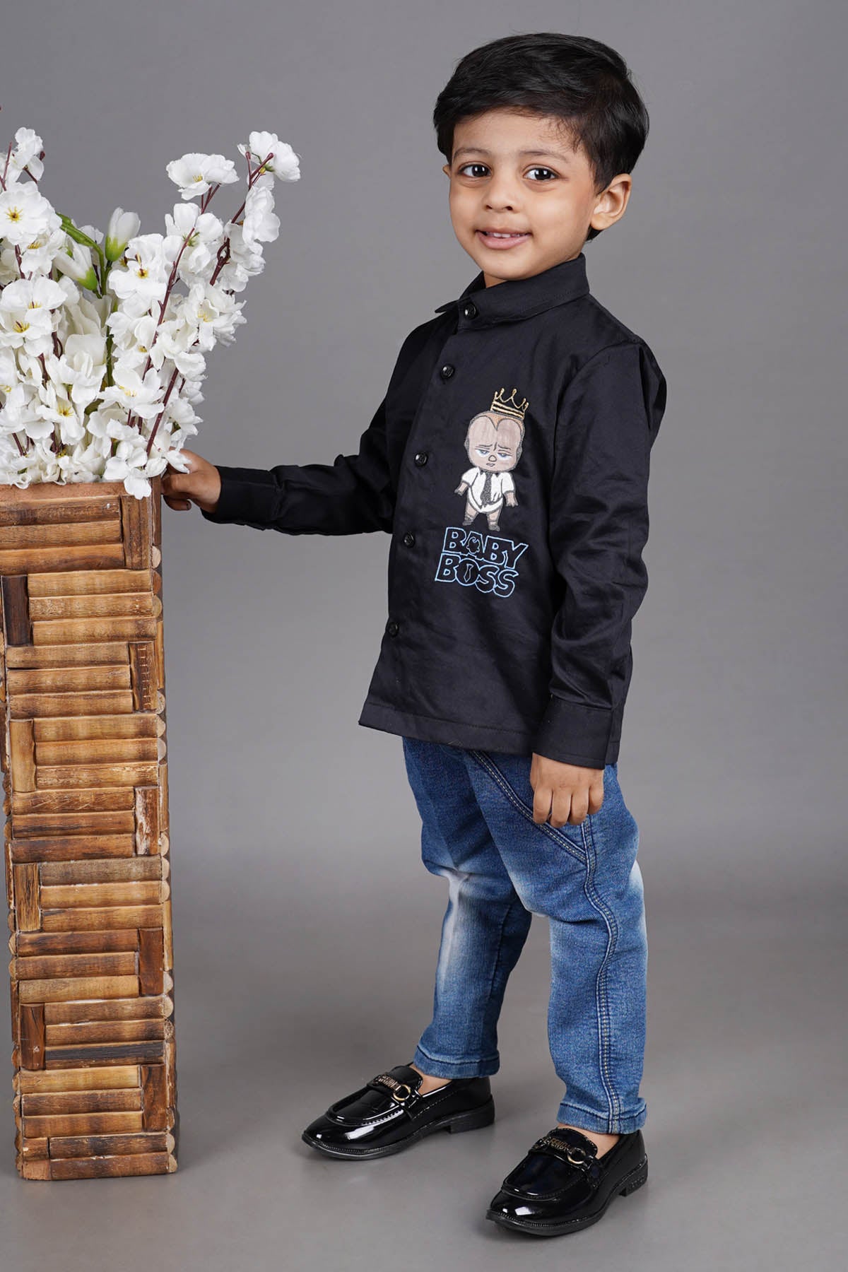 Black Baby Embroidered Shirt