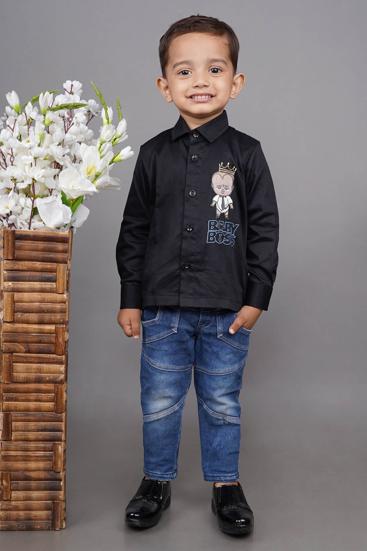 Black Baby Embroidered Shirt