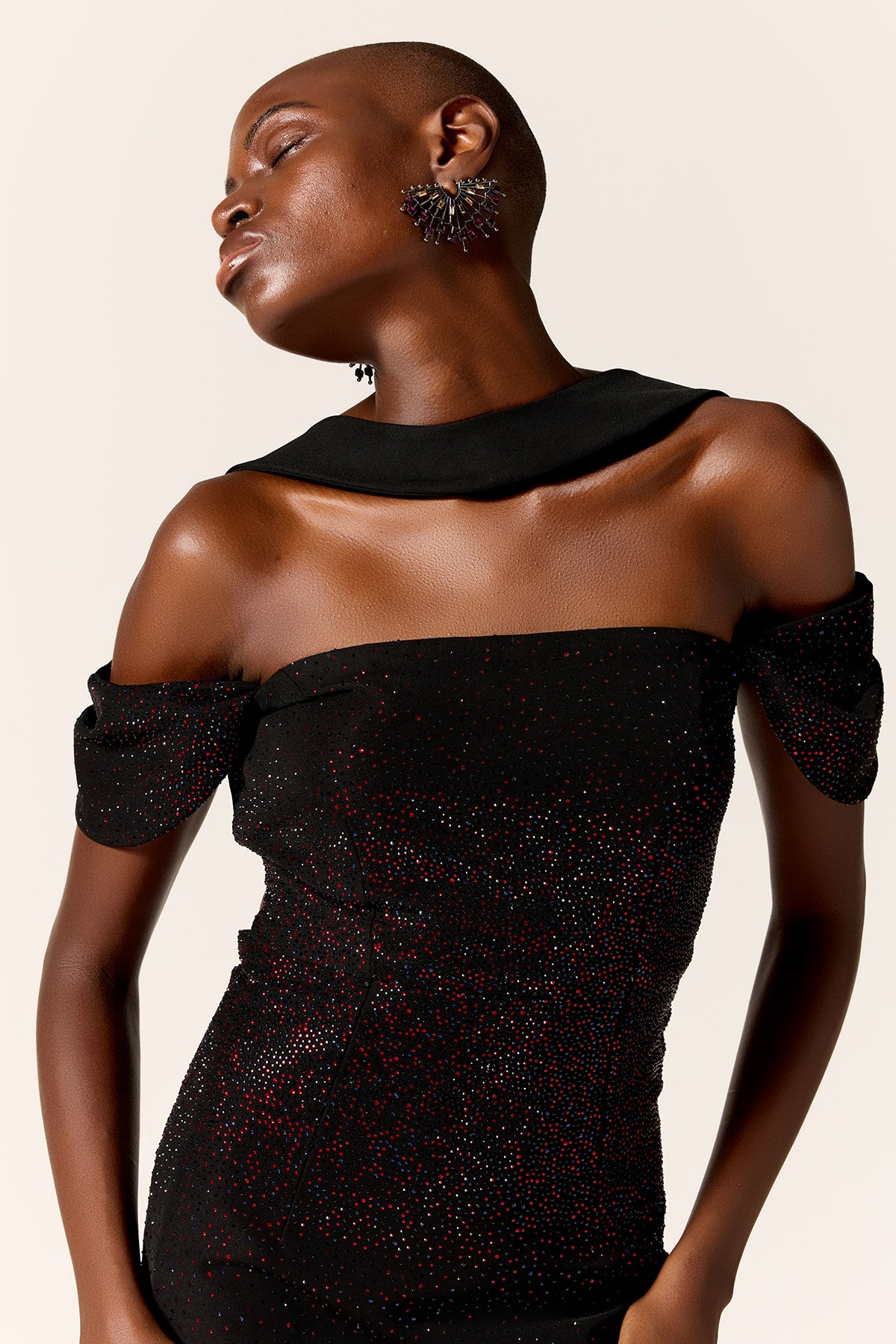 Black Backless Crepe Twill Dress