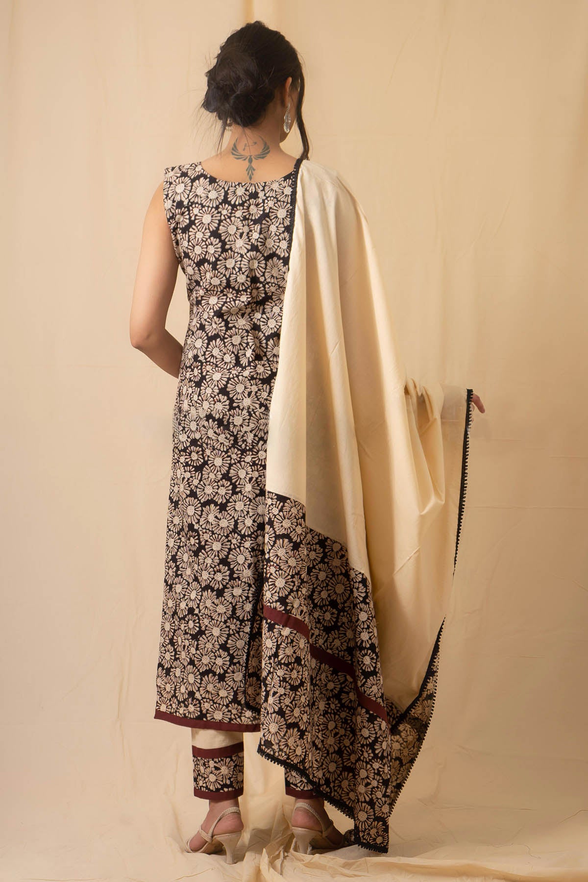 Black Bagru Printed Kurta Set