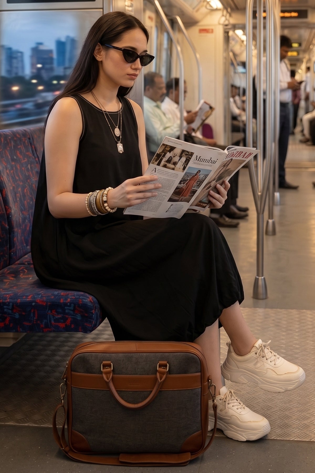 Black Bamboo Cotton Midi Dress