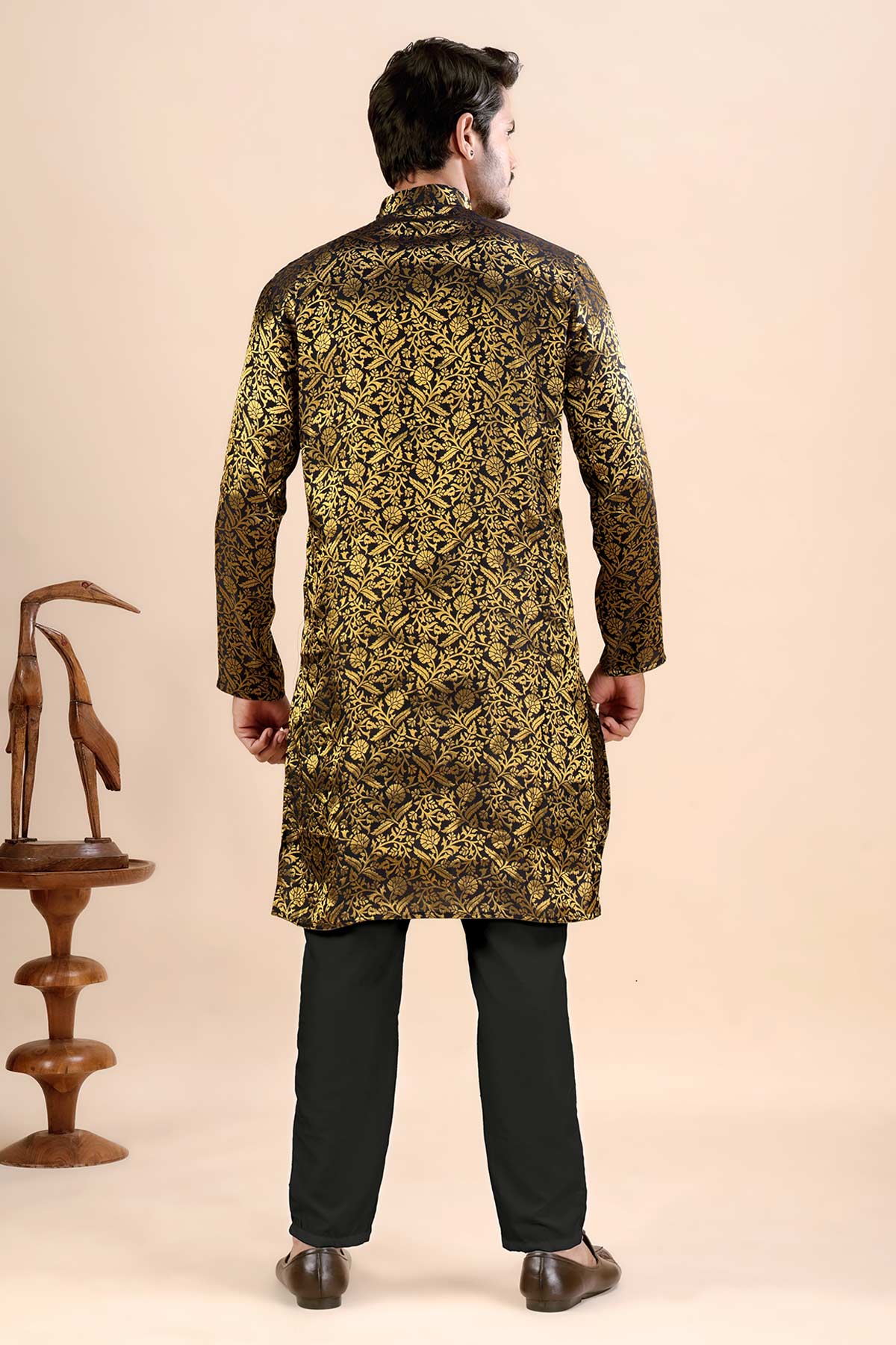 Black Banarasi Jacquard Kurta
