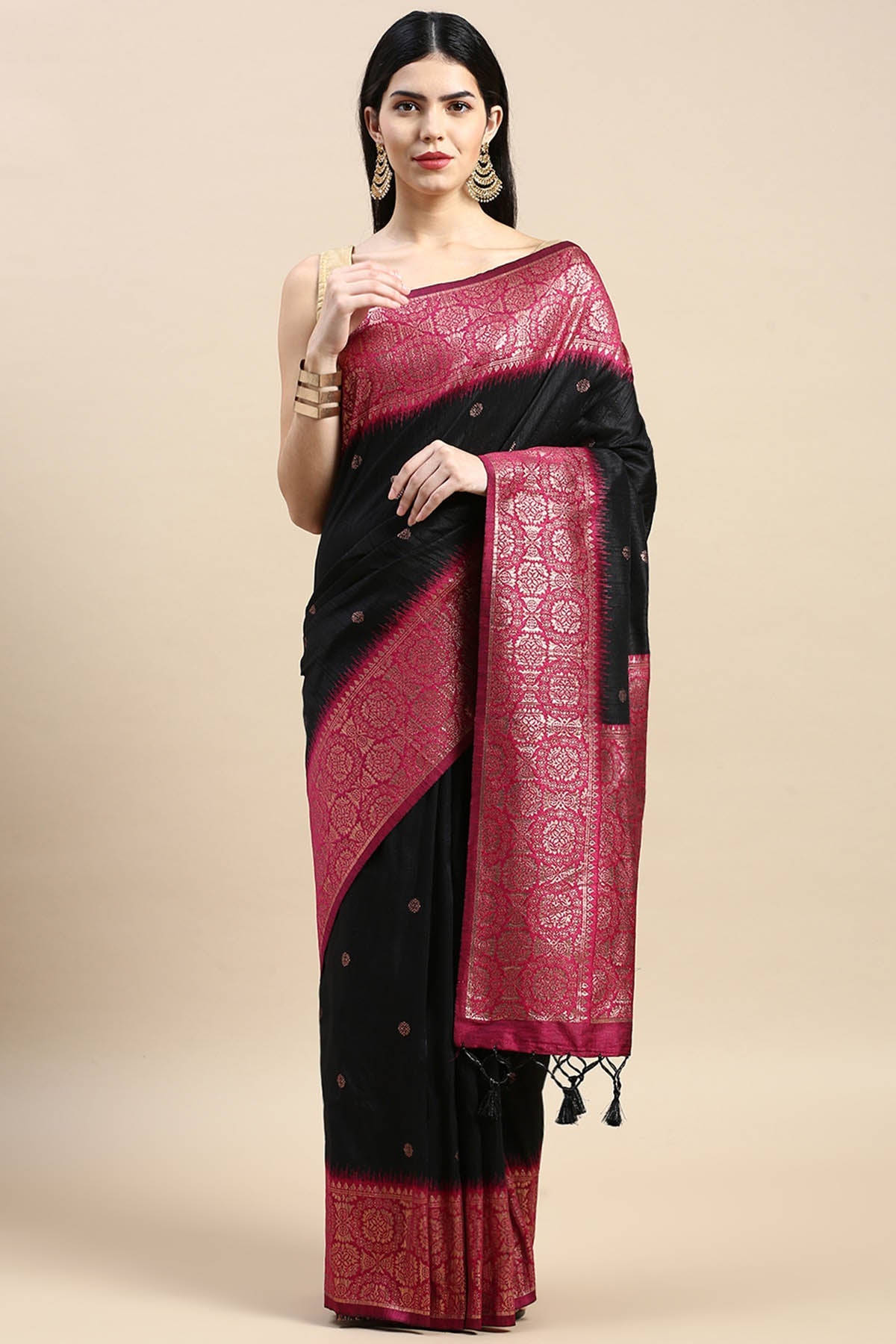 Buy Black Banarasi Silk Zari Saree by Lili Lala for women online at ScrollnShops