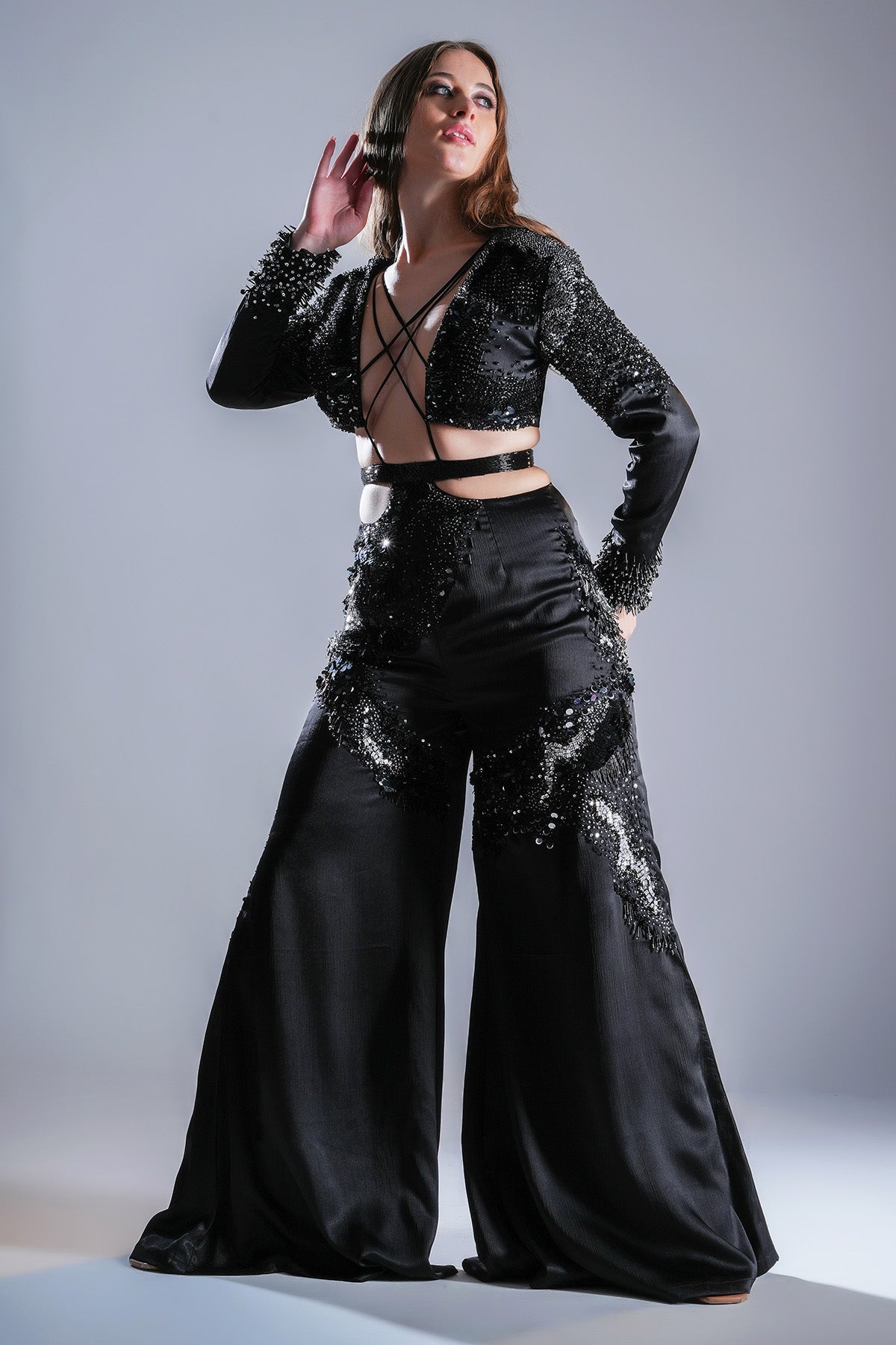 Buy Black Beads Embellished Jumpsuit by Smita Shrinivas for women online at ScrollnShops